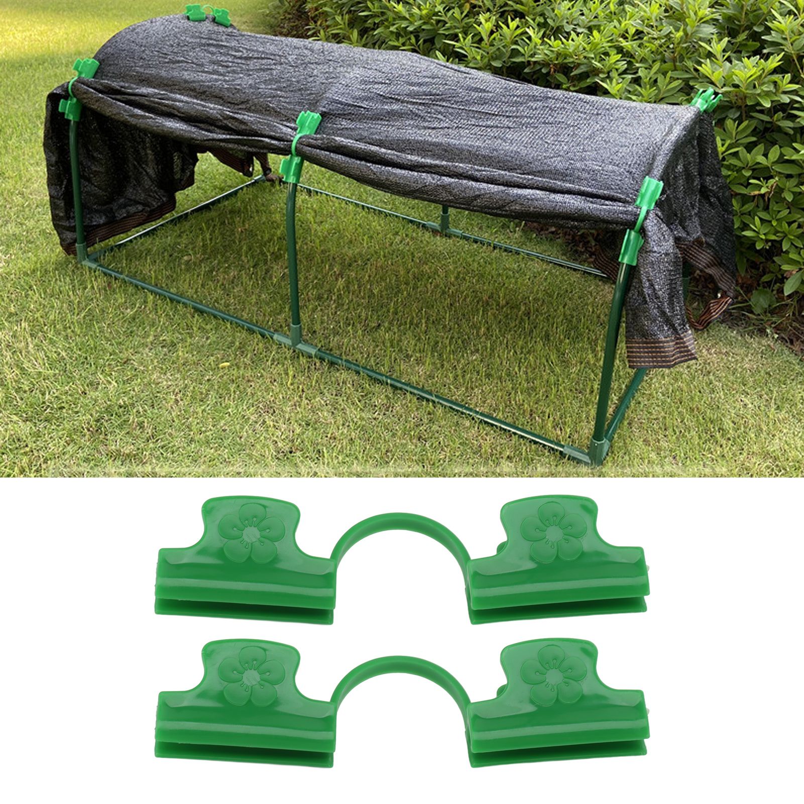50Pcs Greenhouse Clamp PE Plastic 2 Head Plant Film Clamp Soil Sheet Clip for view 12