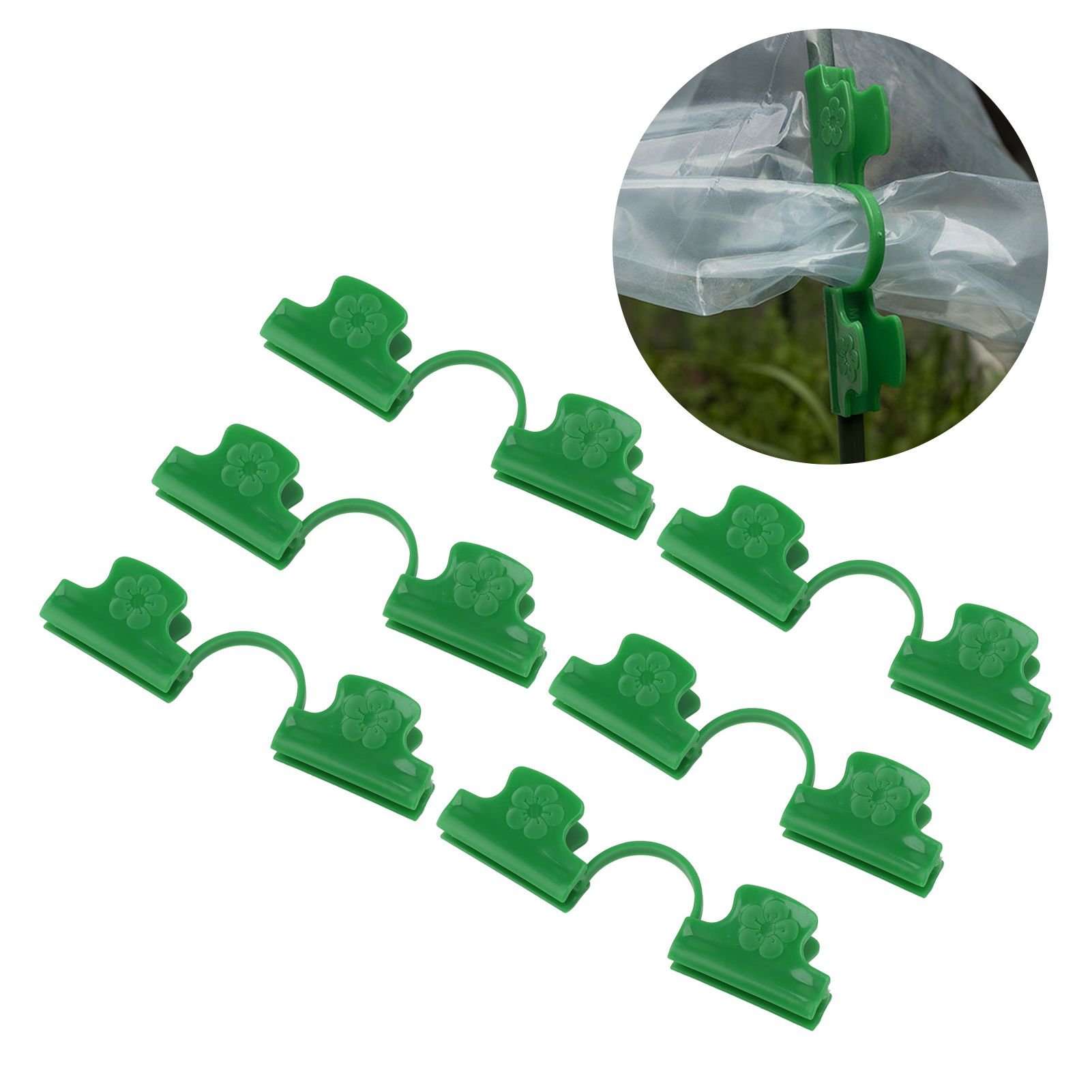 50Pcs Greenhouse Clamp PE Plastic 2 Head Plant Film Clamp Soil Sheet Clip for view 11