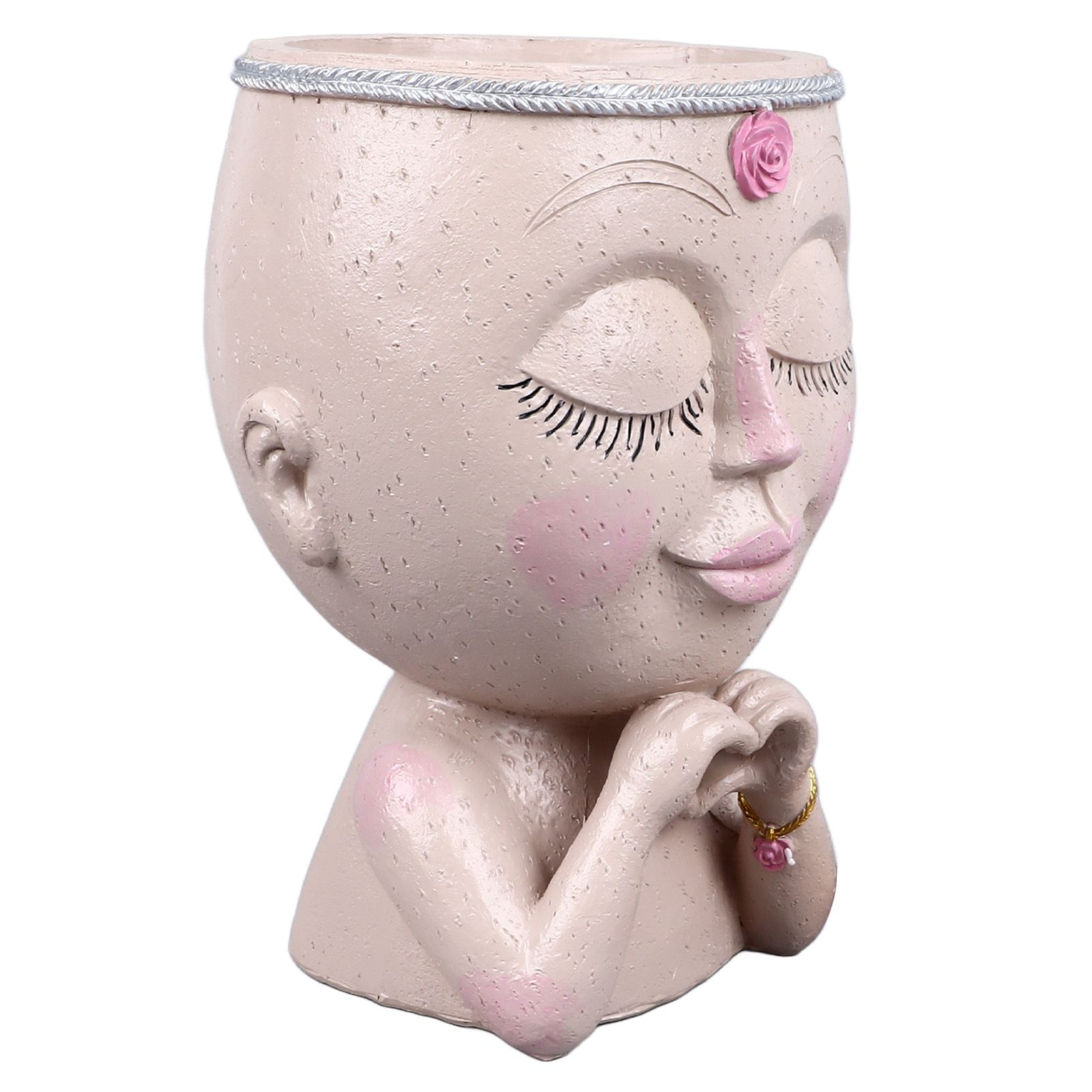 Face Planter Pot Resin Love Style Lady Head Succulent Planter Women Face view 2