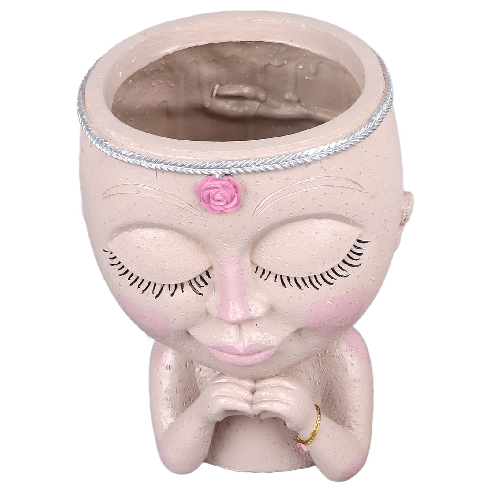 Face Planter Pot Resin Love Style Lady Head Succulent Planter Women Face view 3