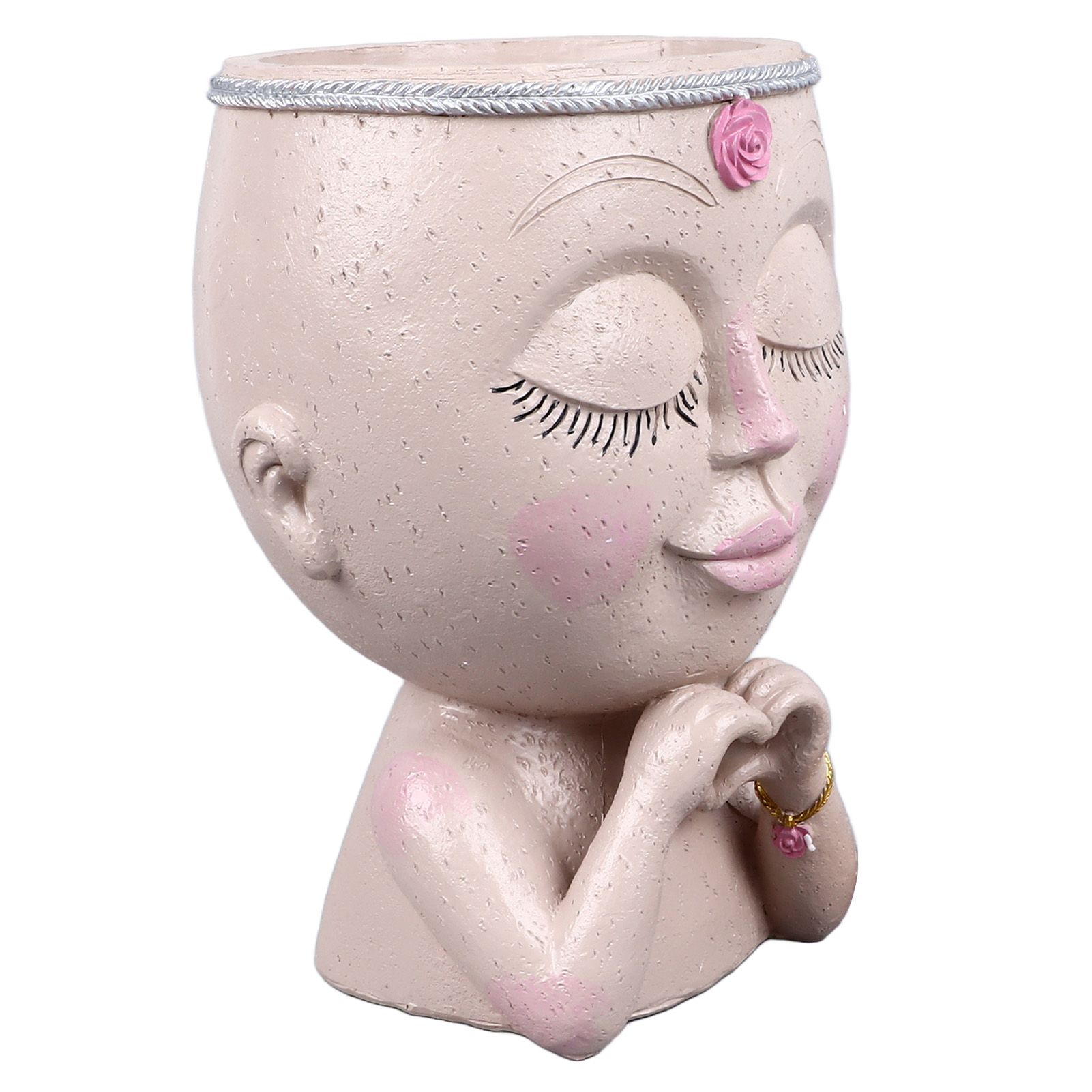 Face Planter Pot Resin Love Style Lady Head Succulent Planter Women Face view 5