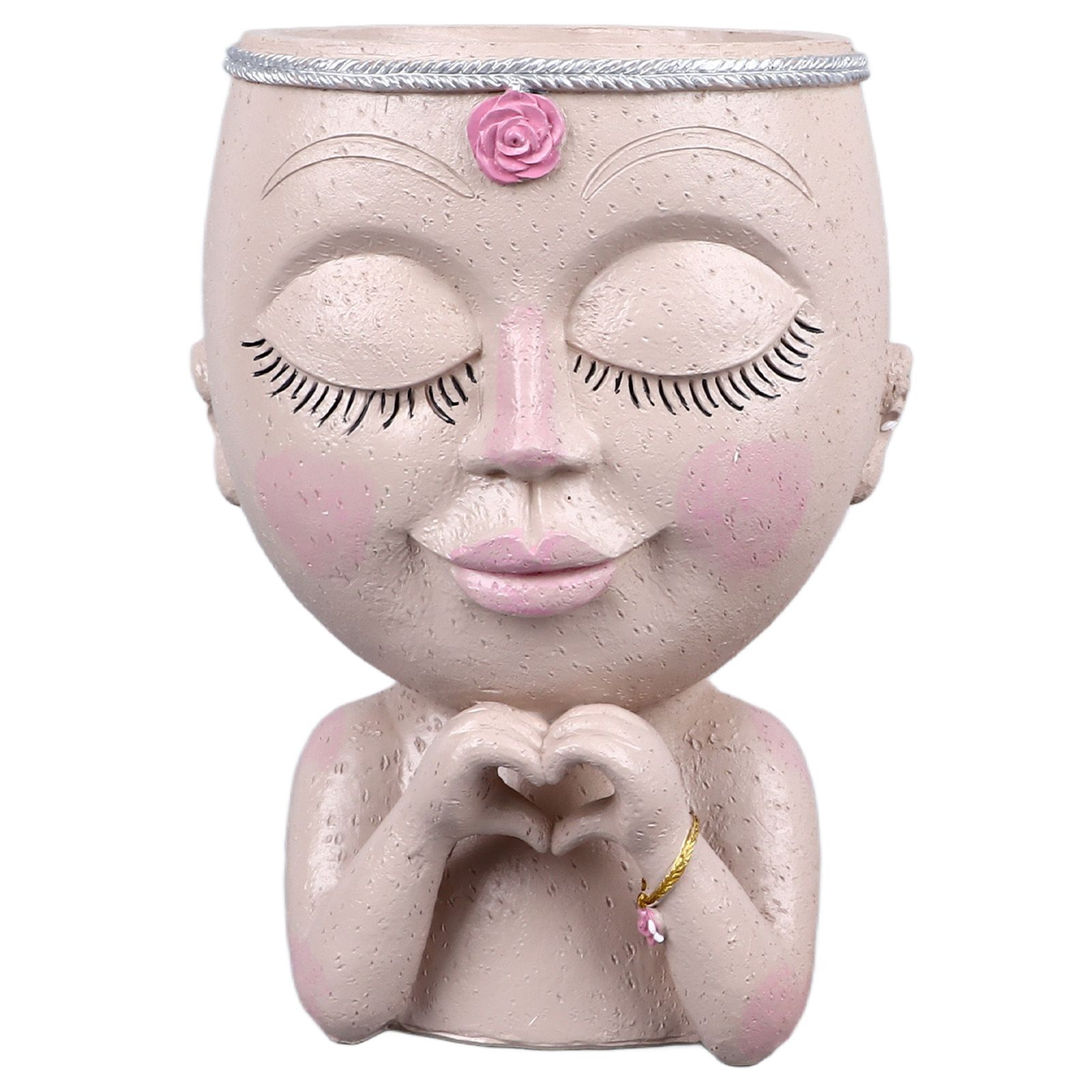 Face Planter Pot Resin Love Style Lady Head Succulent Planter Women Face view 6