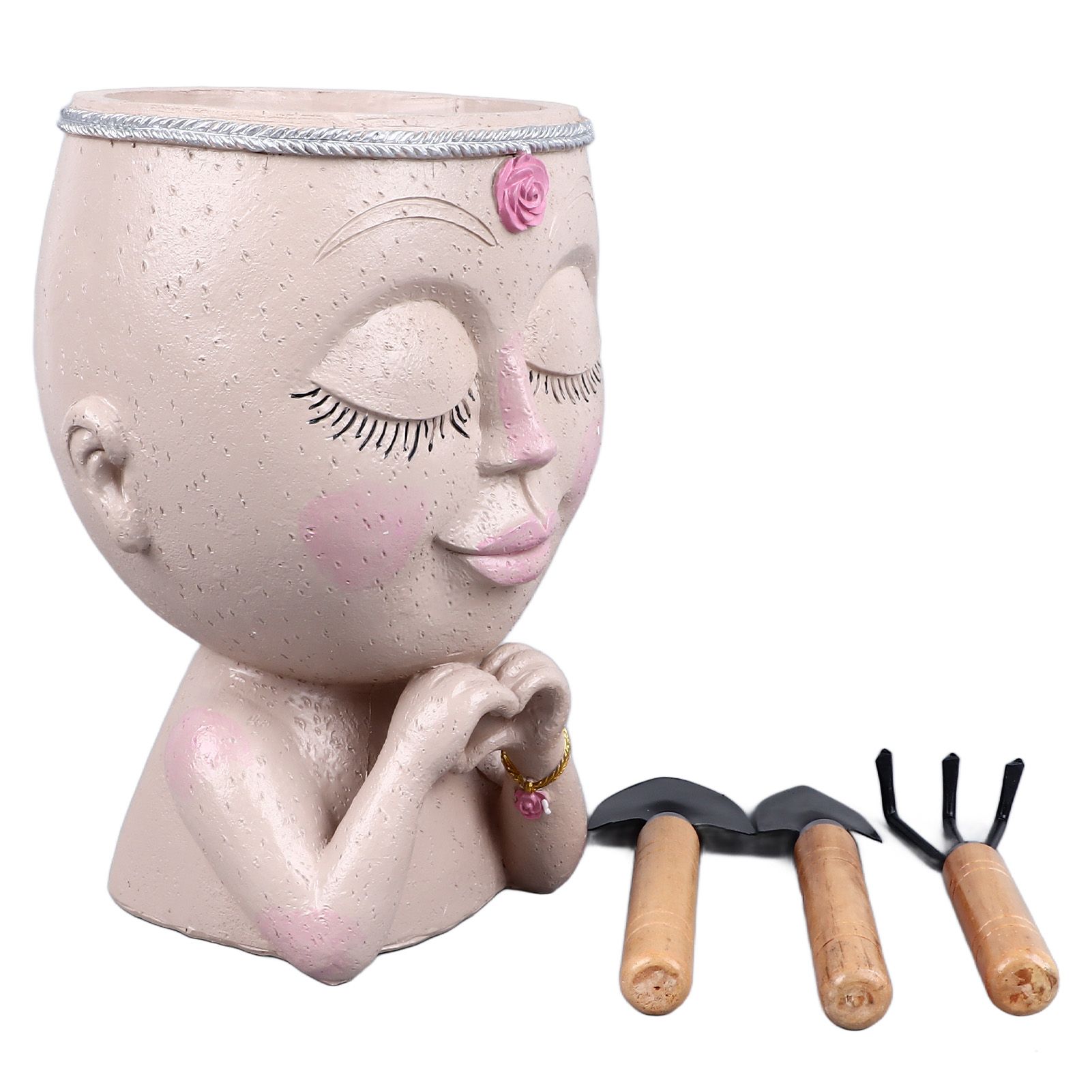 Face Planter Pot Resin Love Style Lady Head Succulent Planter Women Face view 7