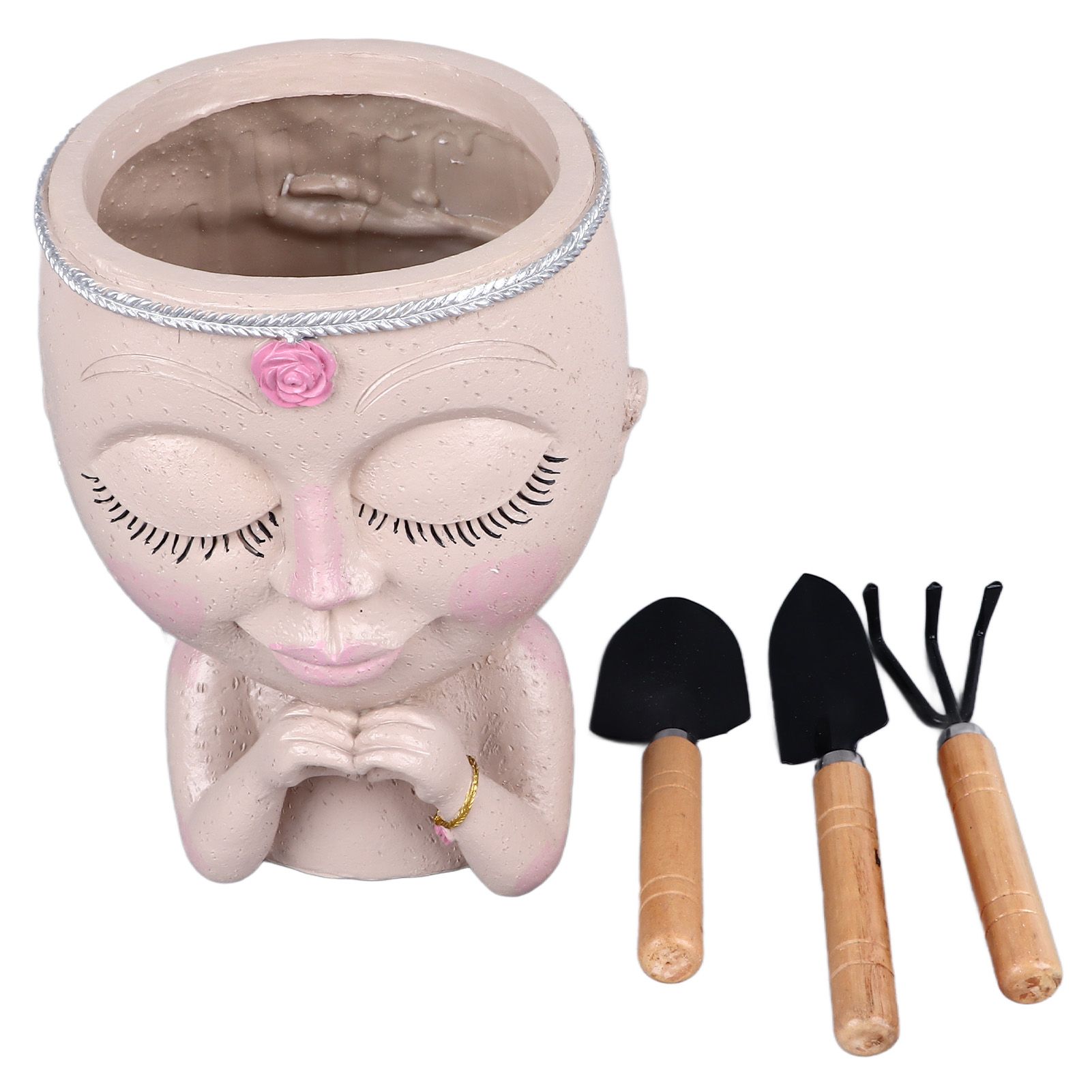 Face Planter Pot Resin Love Style Lady Head Succulent Planter Women Face view 8