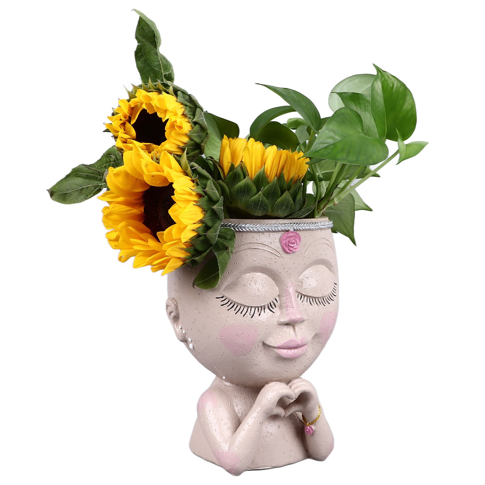 Face Planter Pot Resin Love Style Lady Head Succulent Planter Women Face view 9