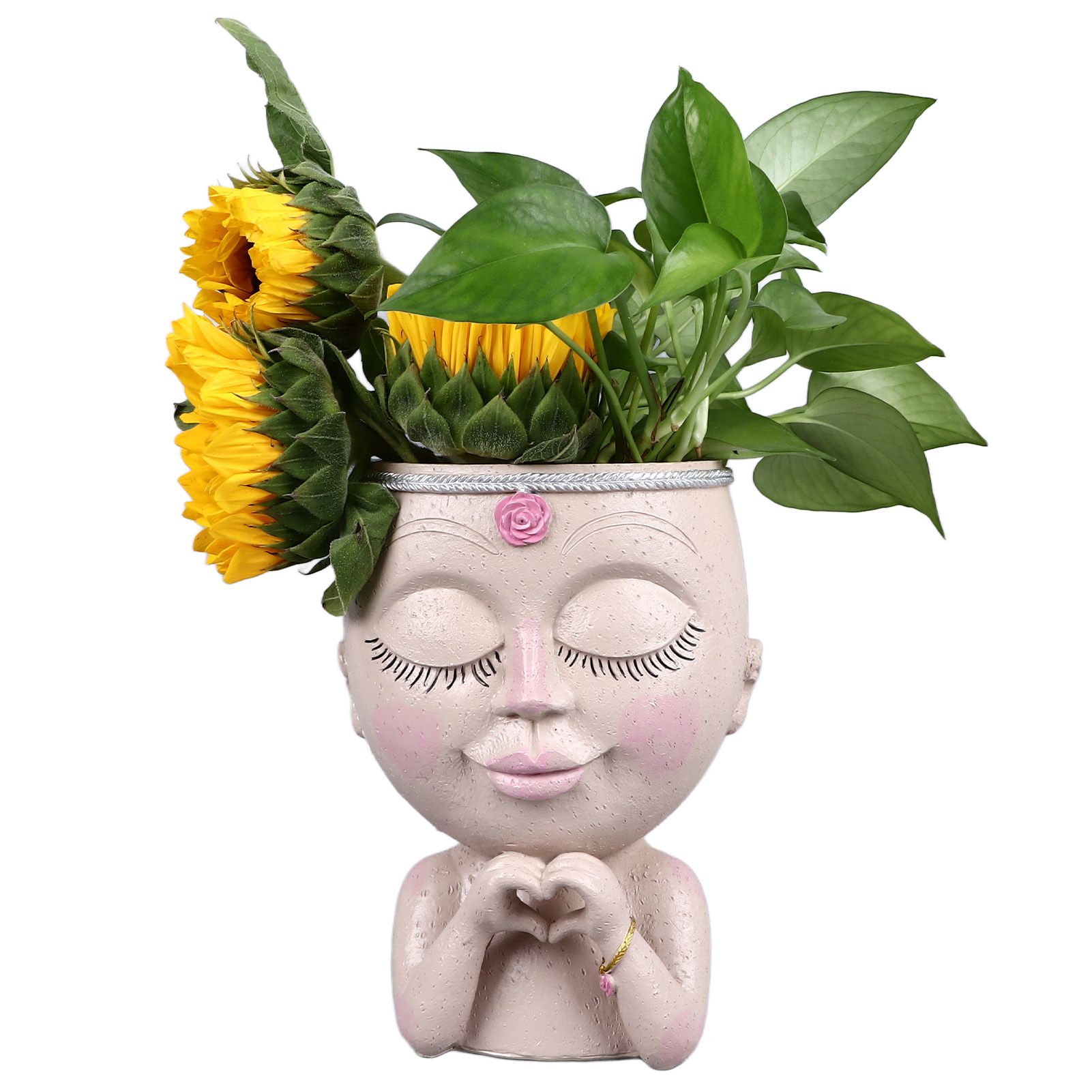 Face Planter Pot Resin Love Style Lady Head Succulent Planter Women Face view 10