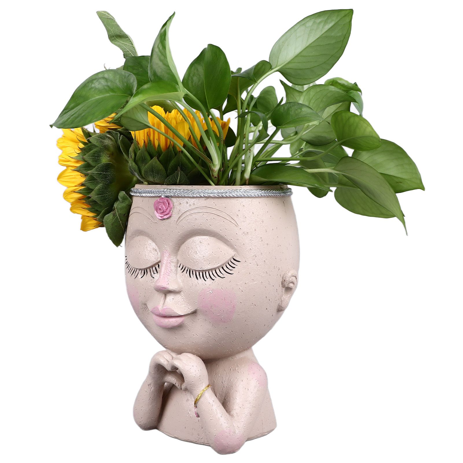 Face Planter Pot Resin Love Style Lady Head Succulent Planter Women Face view 11