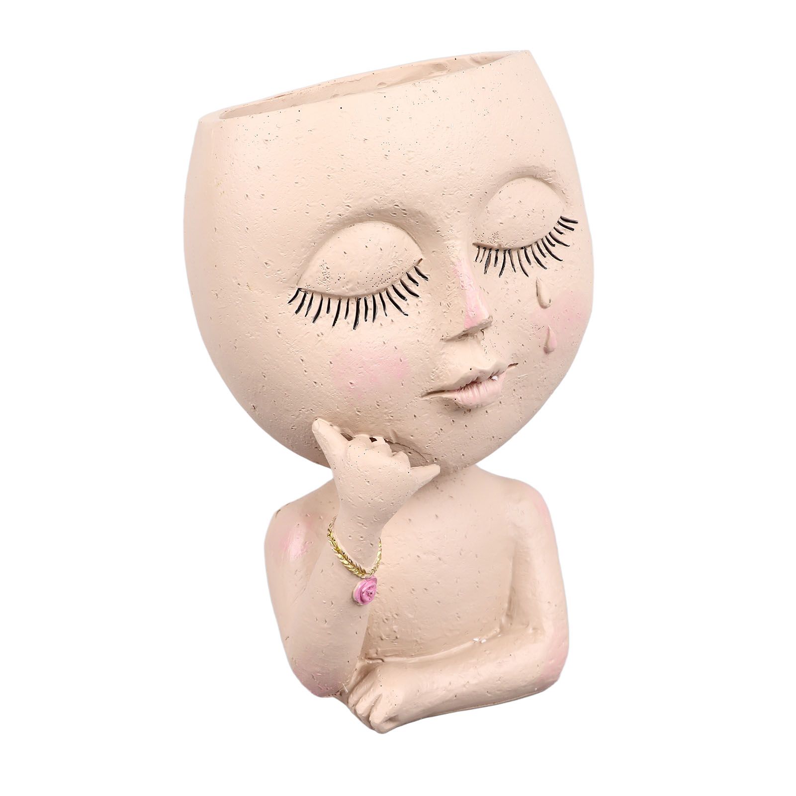 Face Planter Pots Resin Home Head Planter Face Flower Pot Head Planter for view 3