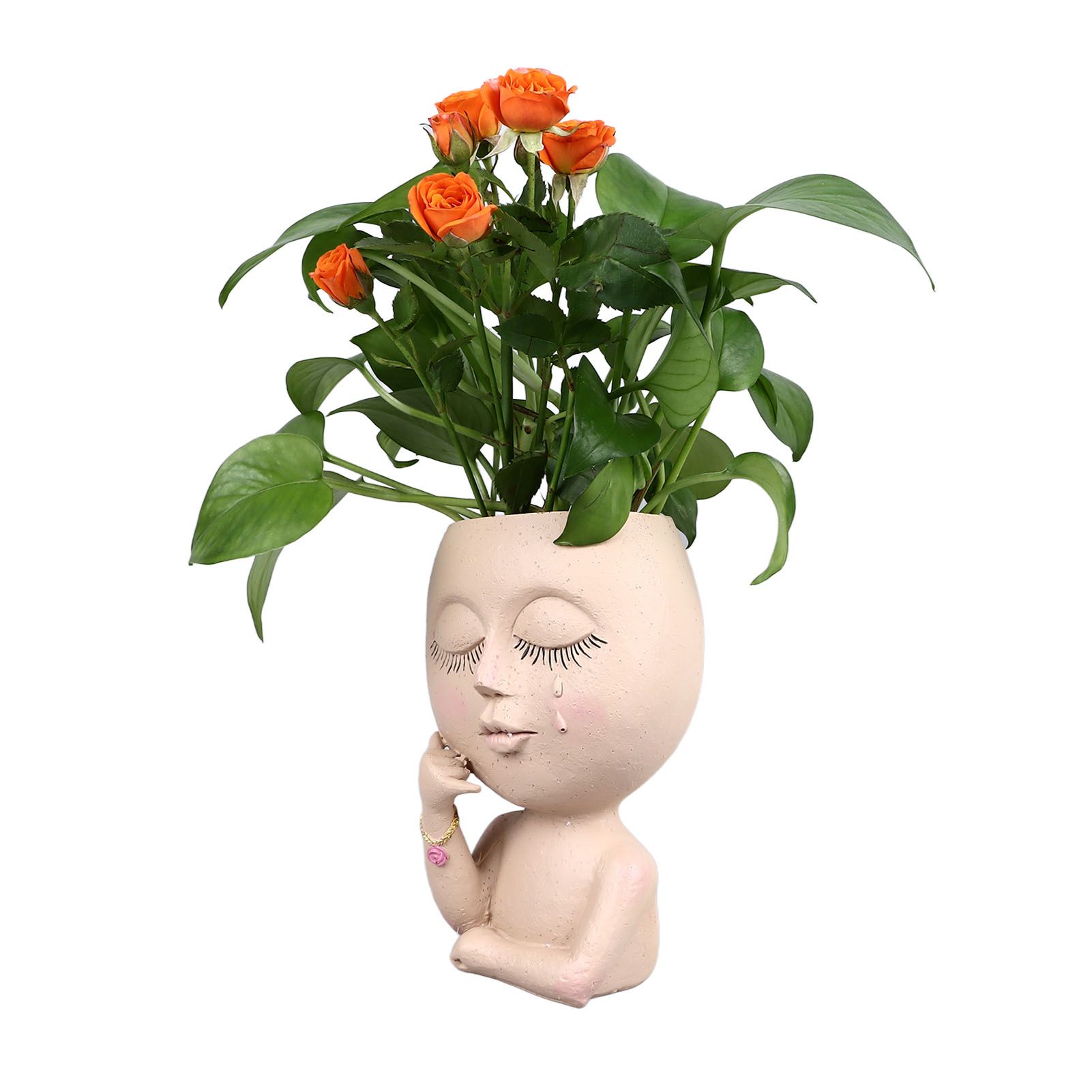 Face Planter Pots Resin Home Head Planter Face Flower Pot Head Planter for view 7