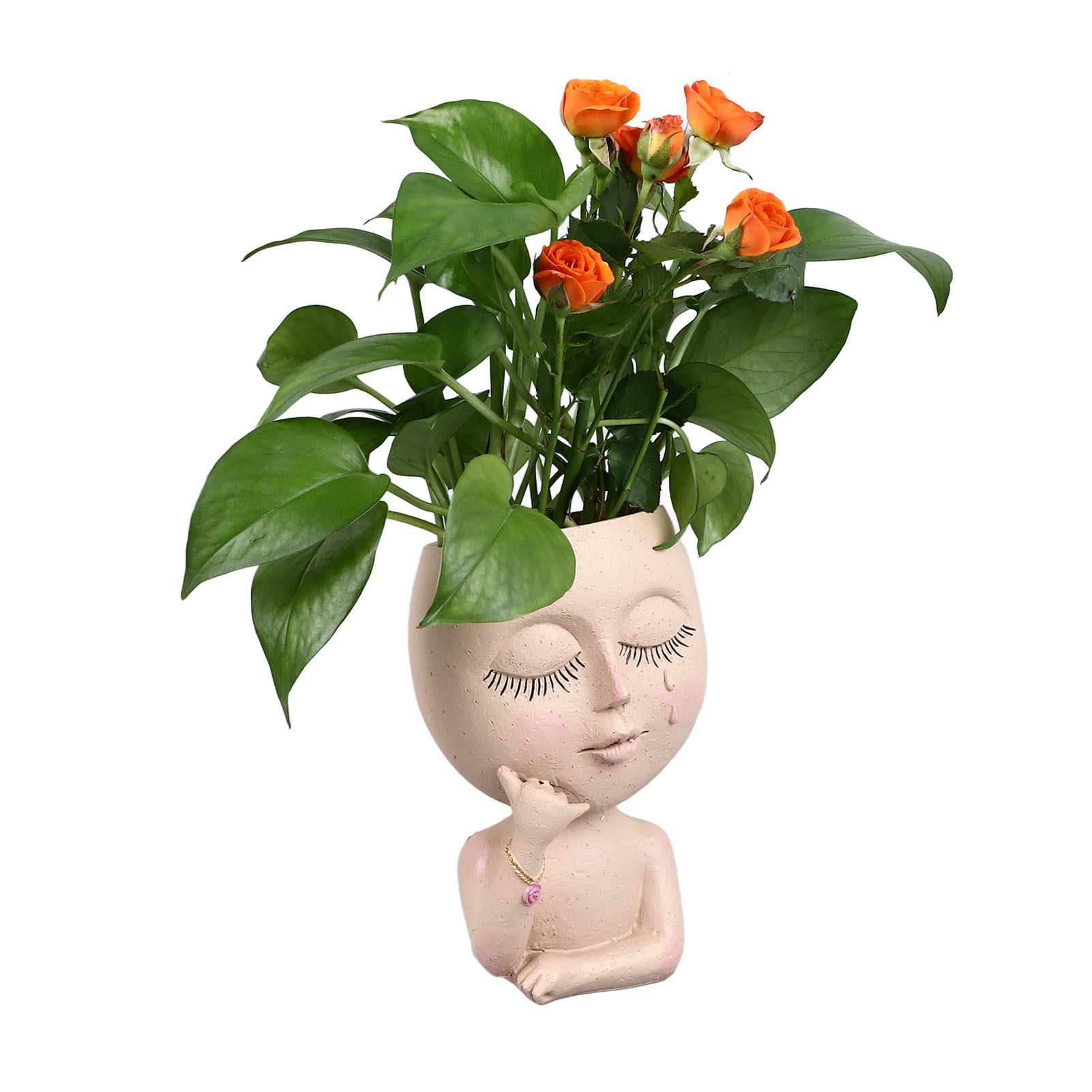 Face Planter Pots Resin Home Head Planter Face Flower Pot Head Planter for view 8