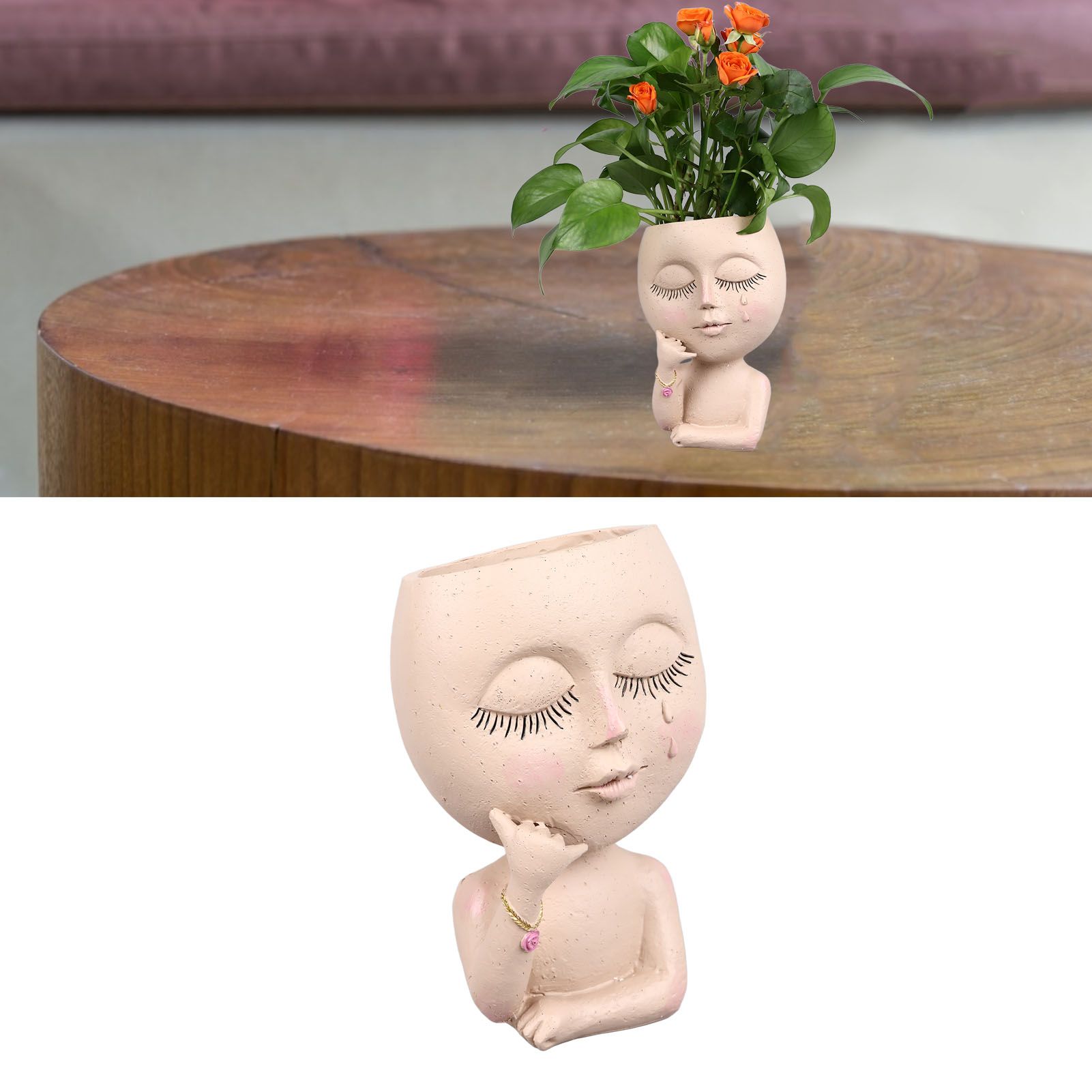 Face Planter Pots Resin Home Head Planter Face Flower Pot Head Planter for view 11