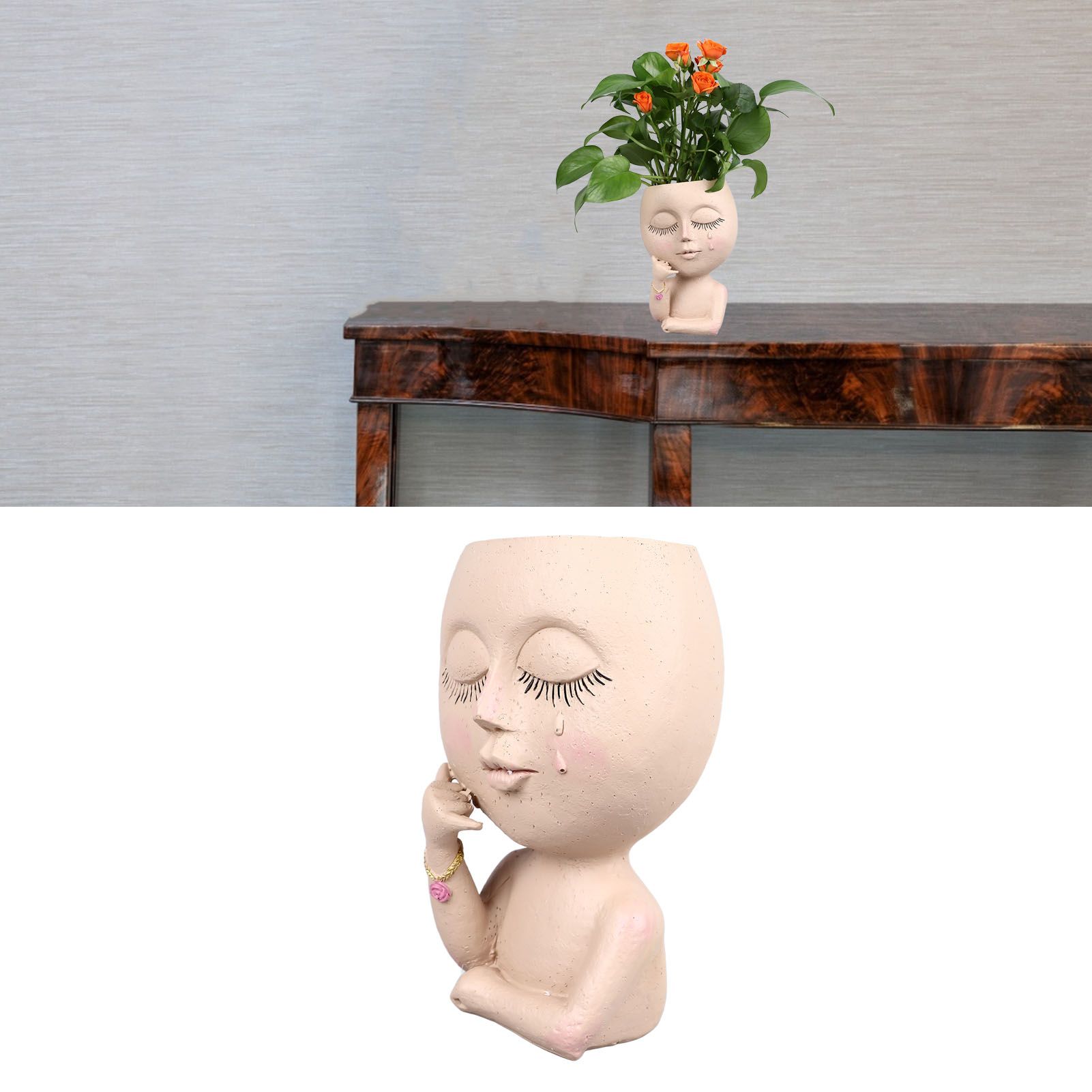 Face Planter Pots Resin Home Head Planter Face Flower Pot Head Planter for view 12
