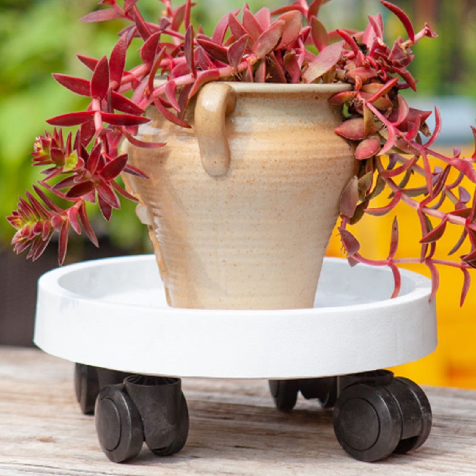 Flower Pot Tray Wheels Round Shape Removable Rotating Wheels Plant Stand for view 6