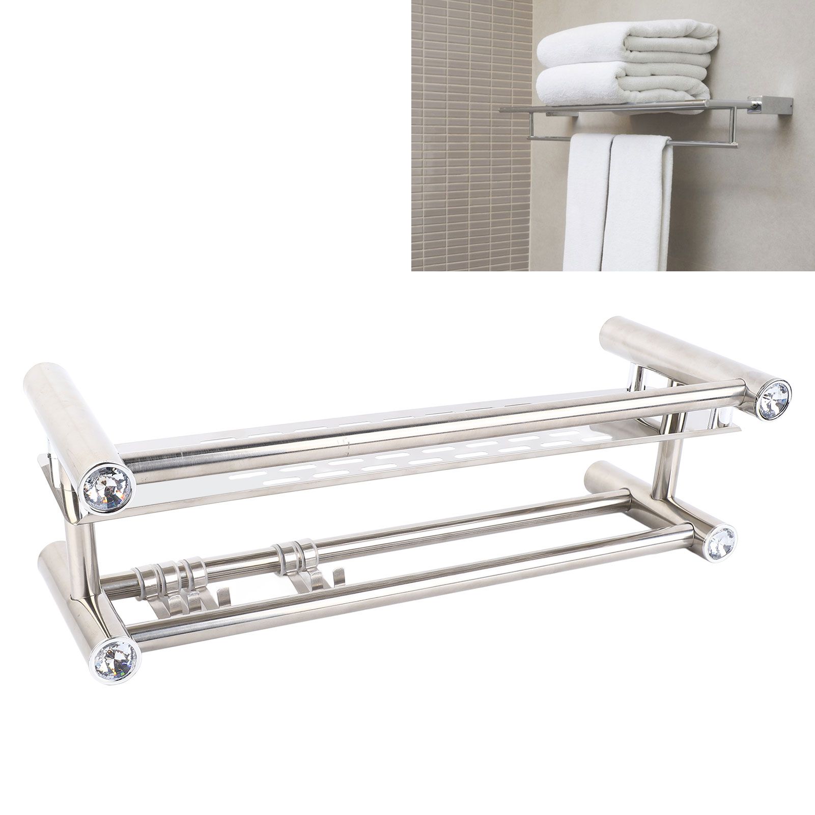 Bathroom Floating Shelves Stainless Steel Thicken Single Layer 40cm Shower view 11