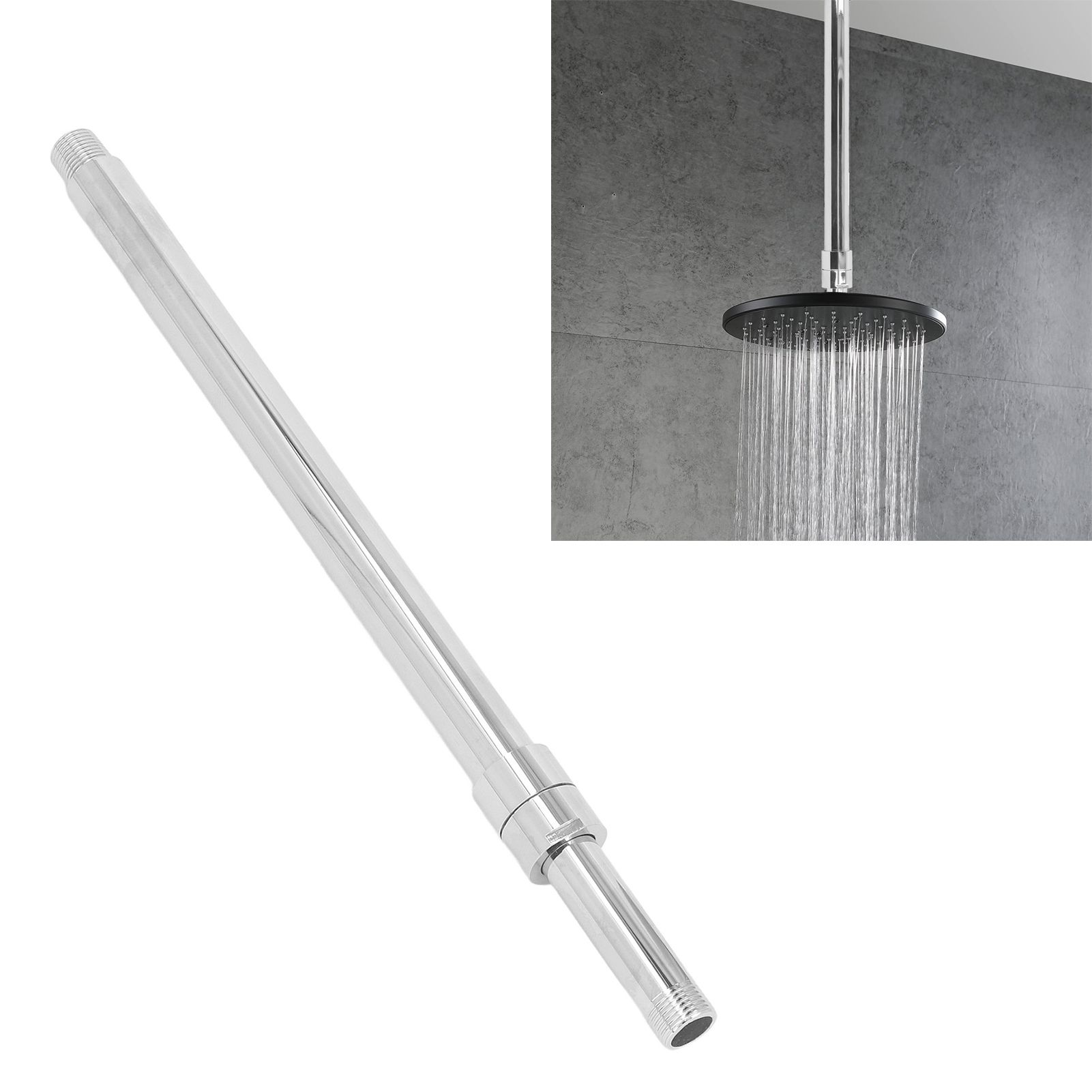 27.6in Ceiling Mount Rain Shower Head Shower Arm Adjustable Shower Extension view 11