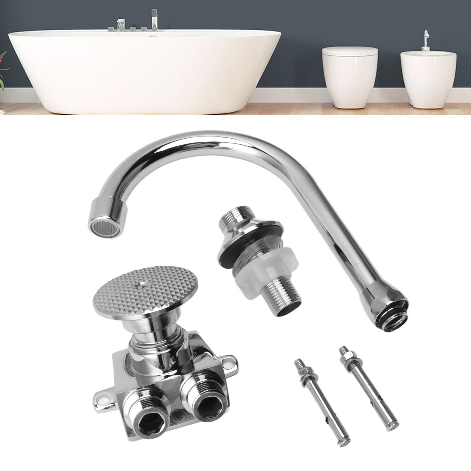 Foot Pedal Faucet Hands Free Foot Valve Flexible Hose Touchless Floor Mount view 11