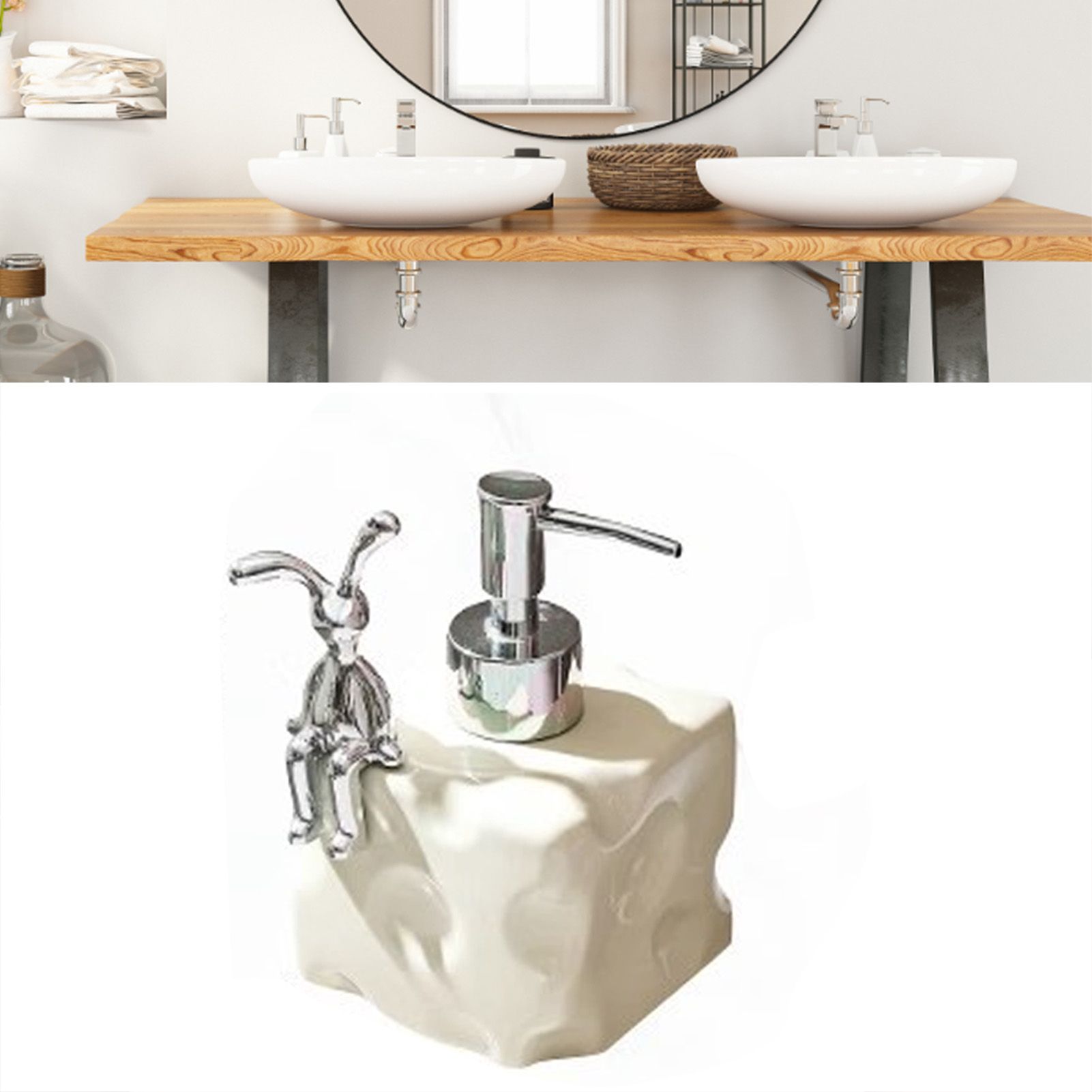 Shampoo Dispenser Bottle Ceramic Large Capacity Home Decoration with Pump for view 5