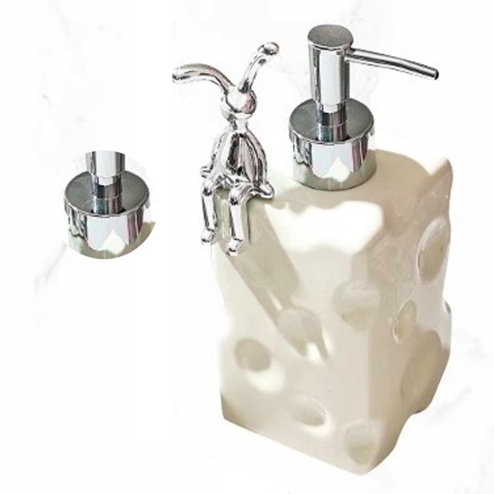 Shampoo Dispenser Bottle Ceramic Large Capacity Home Decoration with Pump for view 3