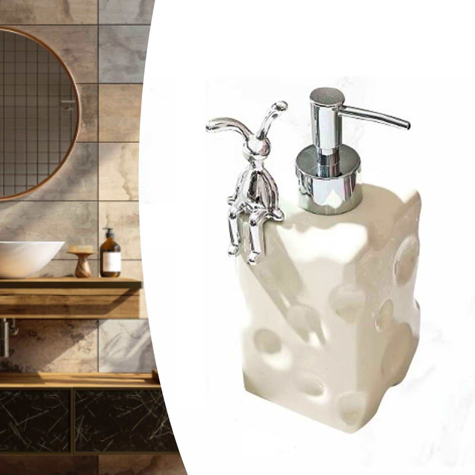 Shampoo Dispenser Bottle Ceramic Large Capacity Home Decoration with Pump for view 8