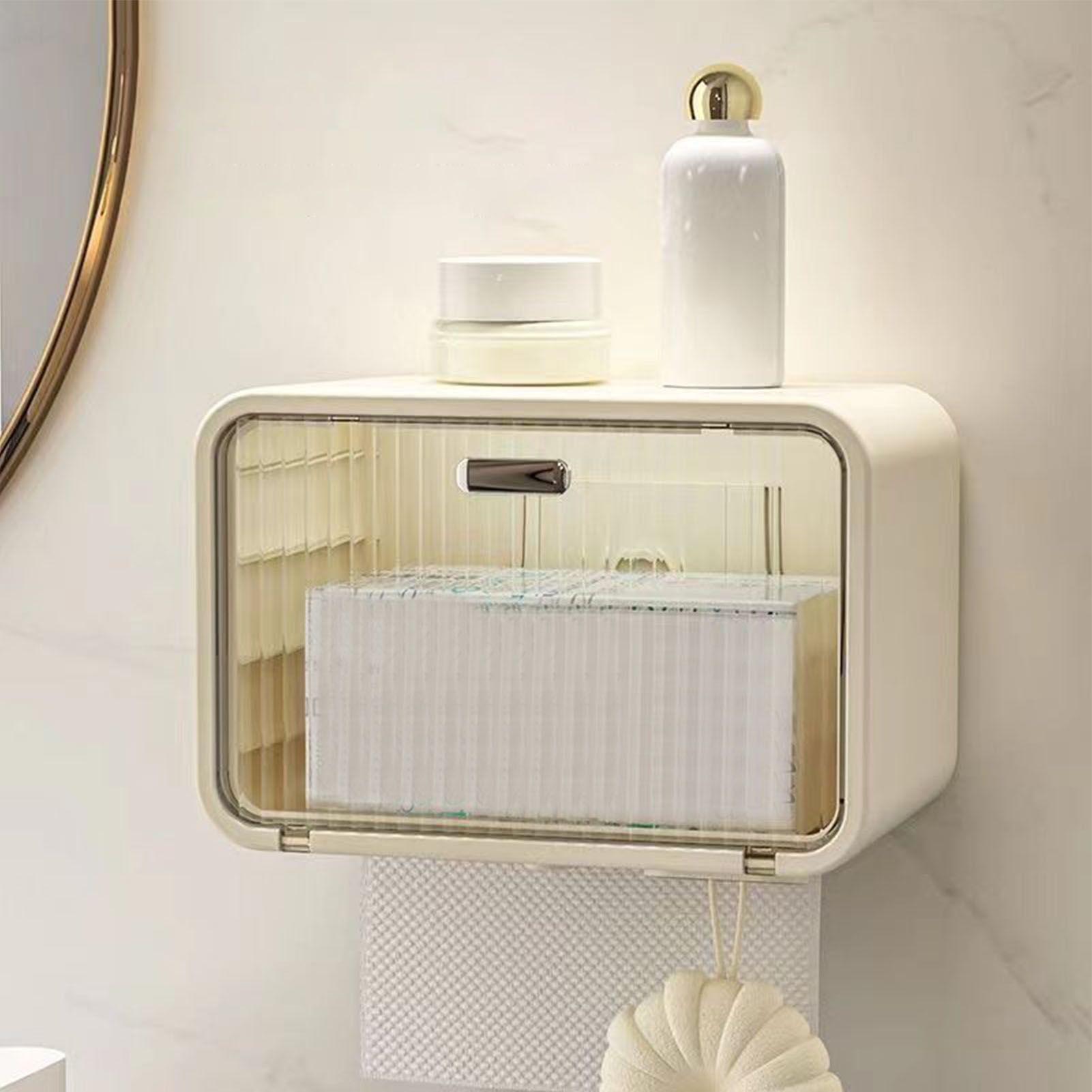 Tissue Box Cover Wall Mounted 2 in 1 Waterproof Tissue Holder Dispenser Box view 15
