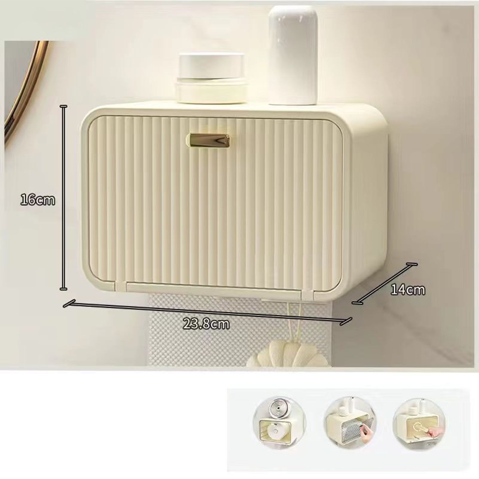 Tissue Box Cover Wall Mounted 2 in 1 Waterproof Tissue Holder Dispenser Box view 13