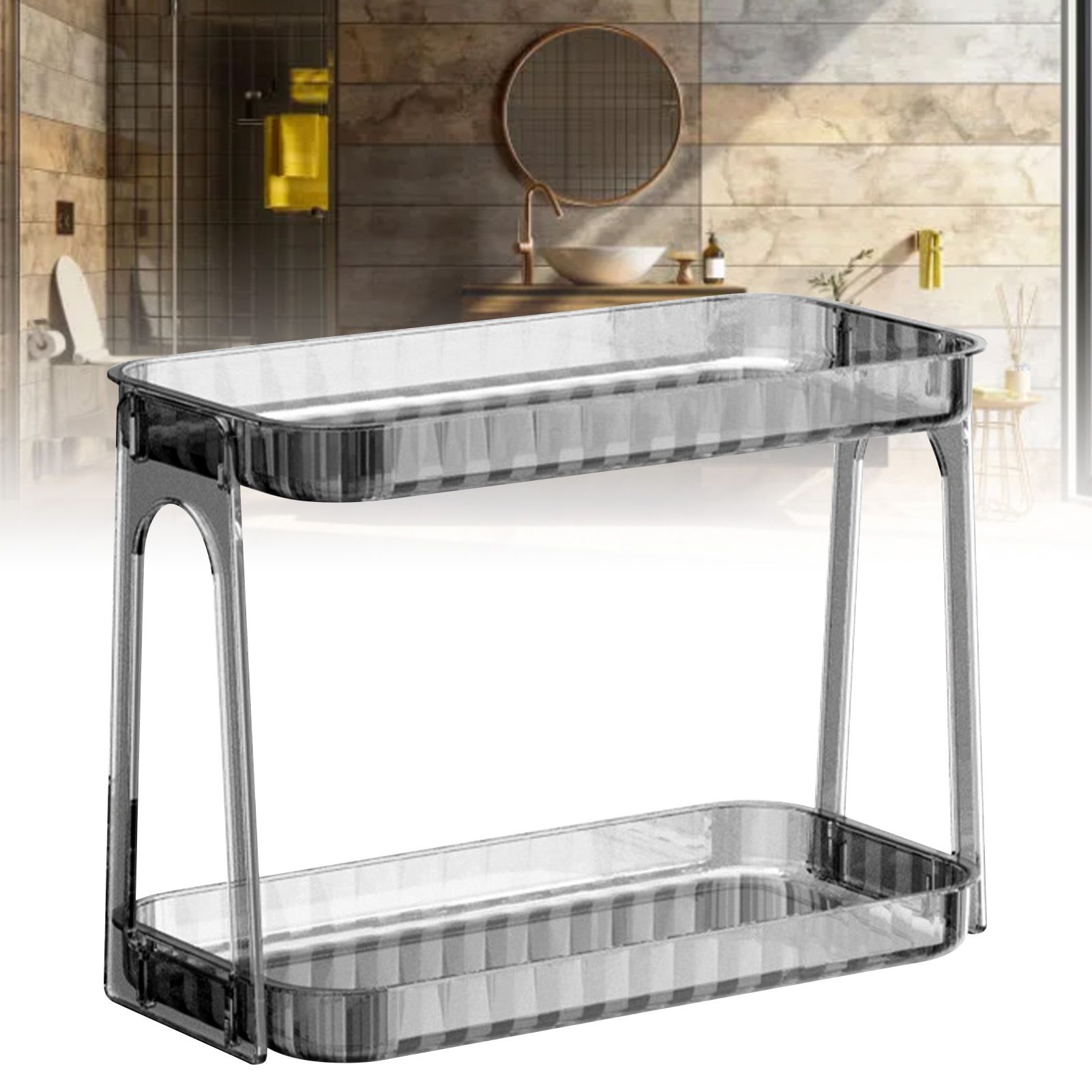 Cosmetic Storage Rack Double Layer Clear Detachable Modern Countertop Cosmetic view 5