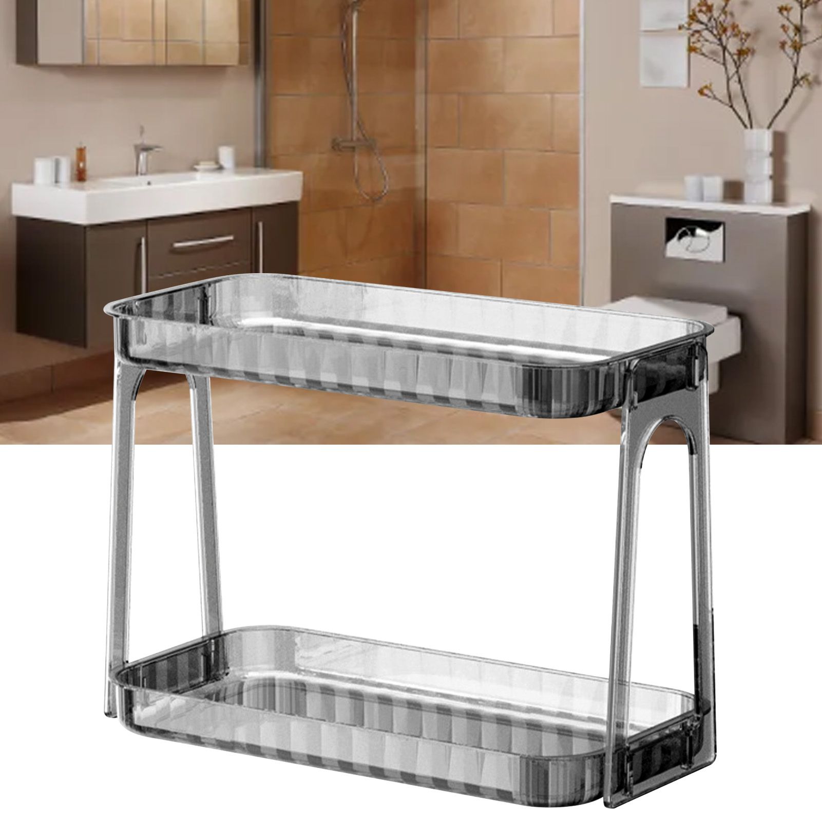 Cosmetic Storage Rack Double Layer Clear Detachable Modern Countertop Cosmetic view 6