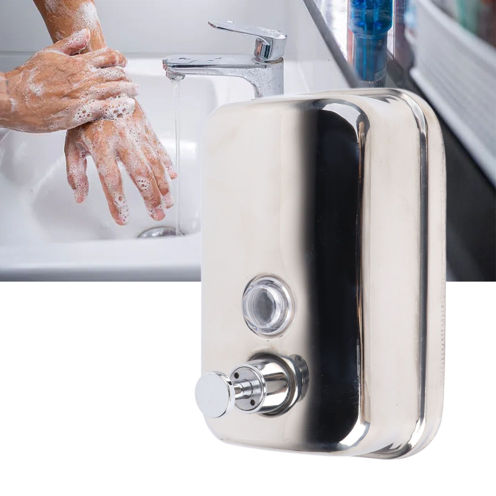 Wall Mount Soap Dispenser Stainless Steel Soap Holder 500ml Capacity for view 12
