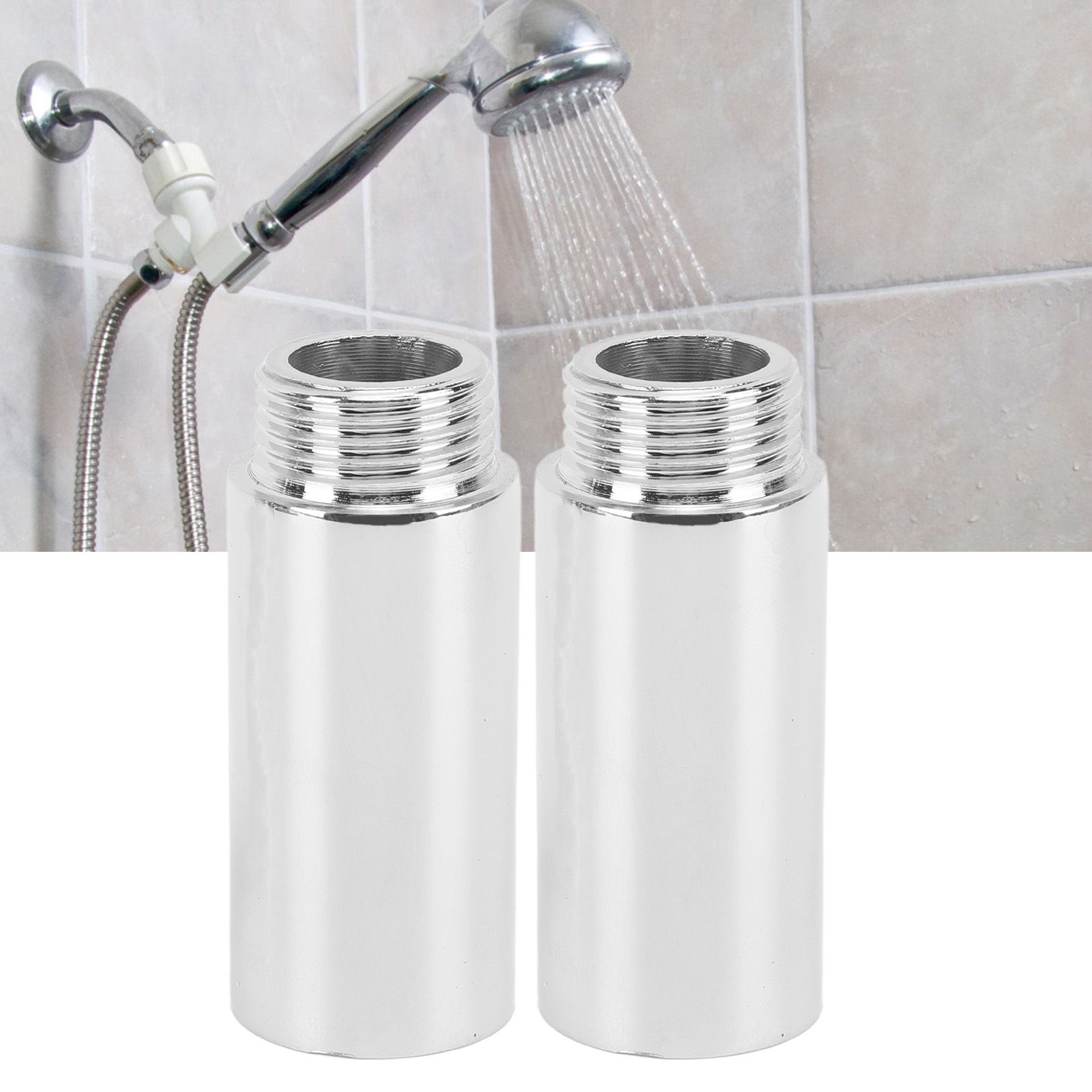 2PCS Shower Arm Extension Stainless Steel Chrome Plating Shower Head Extension view 11