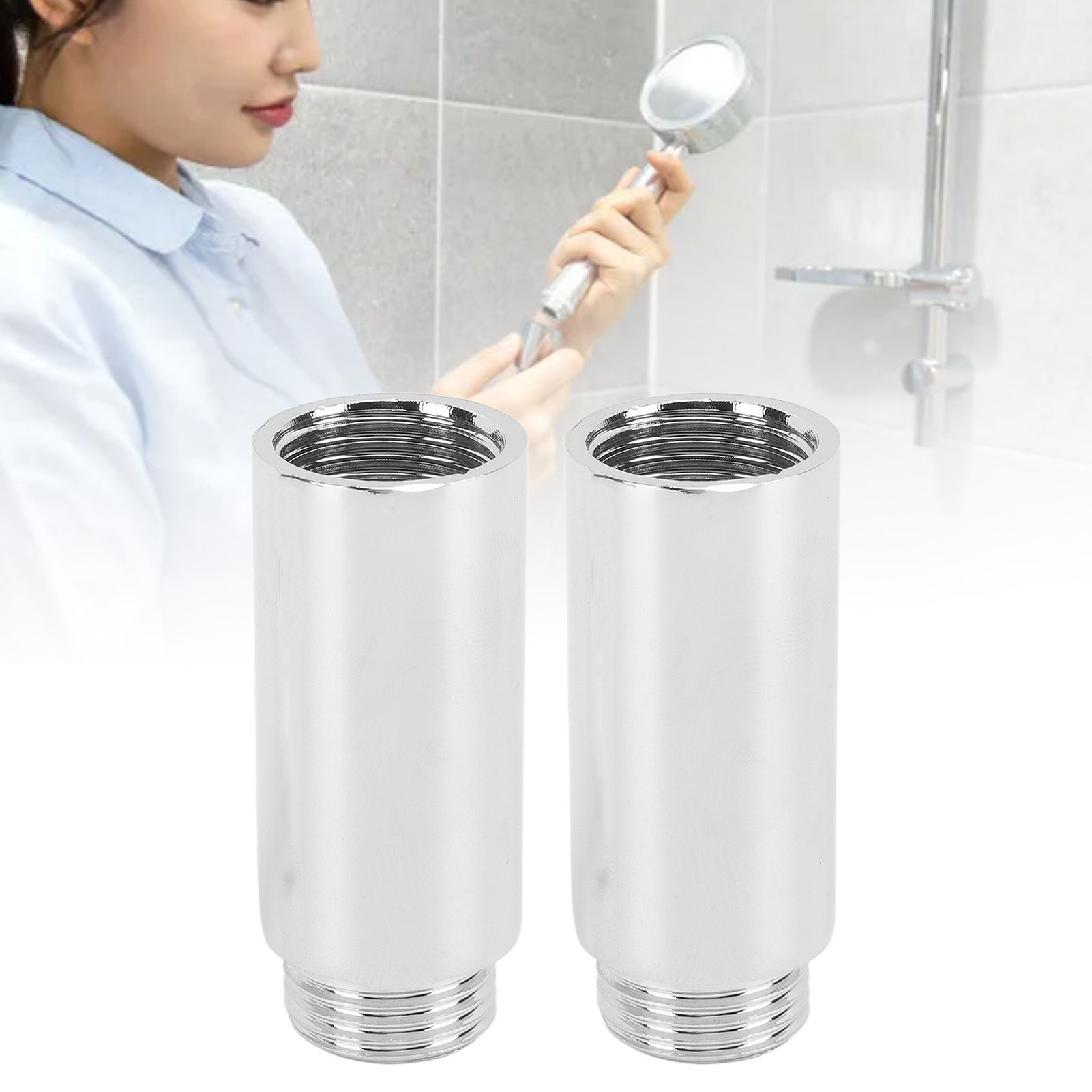 2PCS Shower Arm Extension Stainless Steel Chrome Plating Shower Head Extension view 12