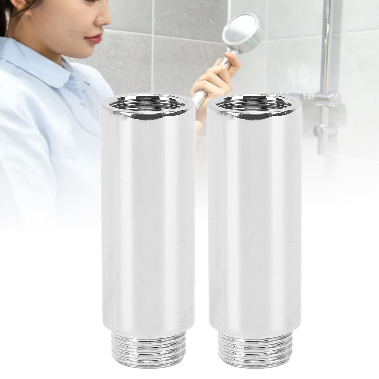 2PCS Shower Arm Extension Stainless Steel Chrome Plating Shower Head Extension view 12