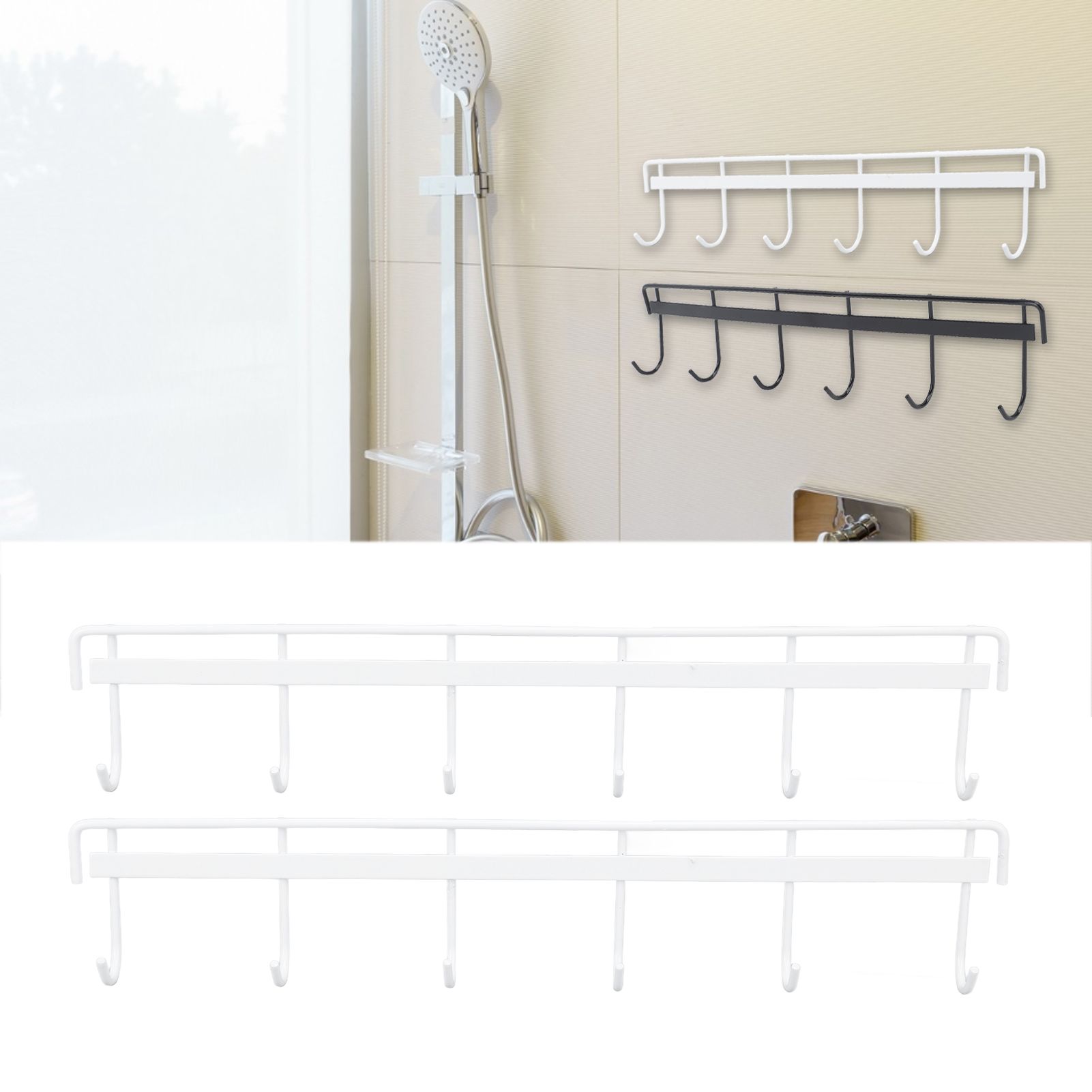 2pcs Wall Mounted Coat Rack Stainless Steel Wall Hanging Coat Hook Rail with 6 view 11