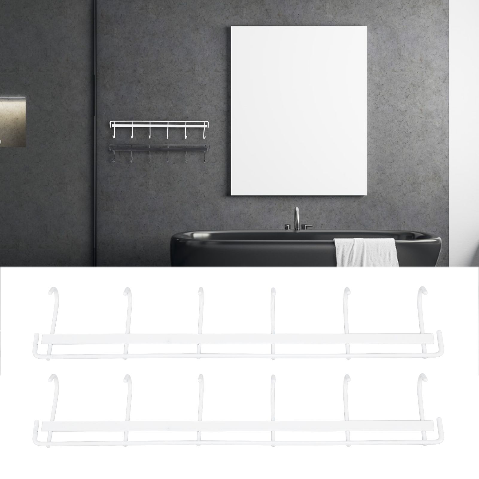 2pcs Wall Mounted Coat Rack Stainless Steel Wall Hanging Coat Hook Rail with 6 view 12