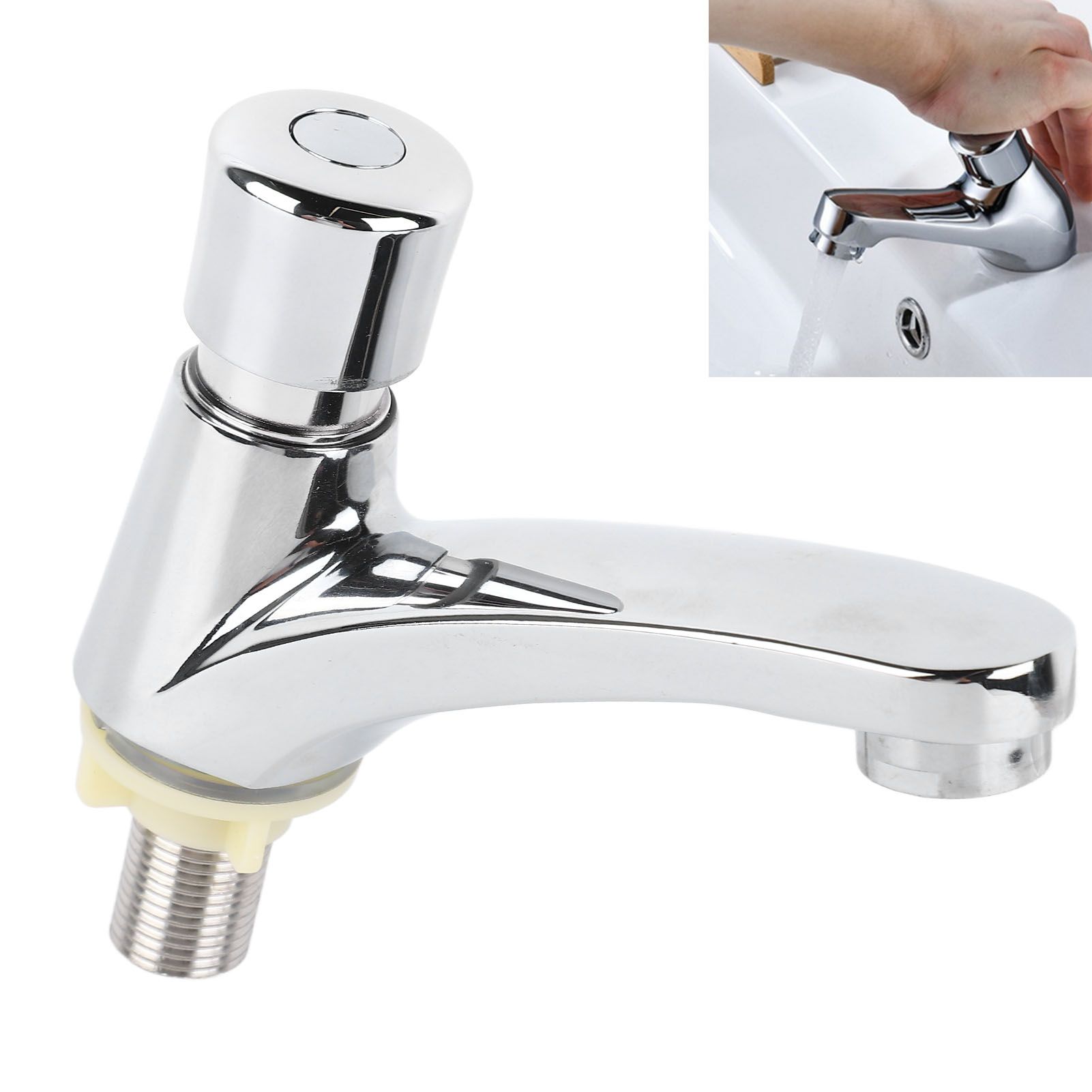 Time Delay Basin Sink Faucet Copper Alloy Push Switch Water Saving Tap for view 11