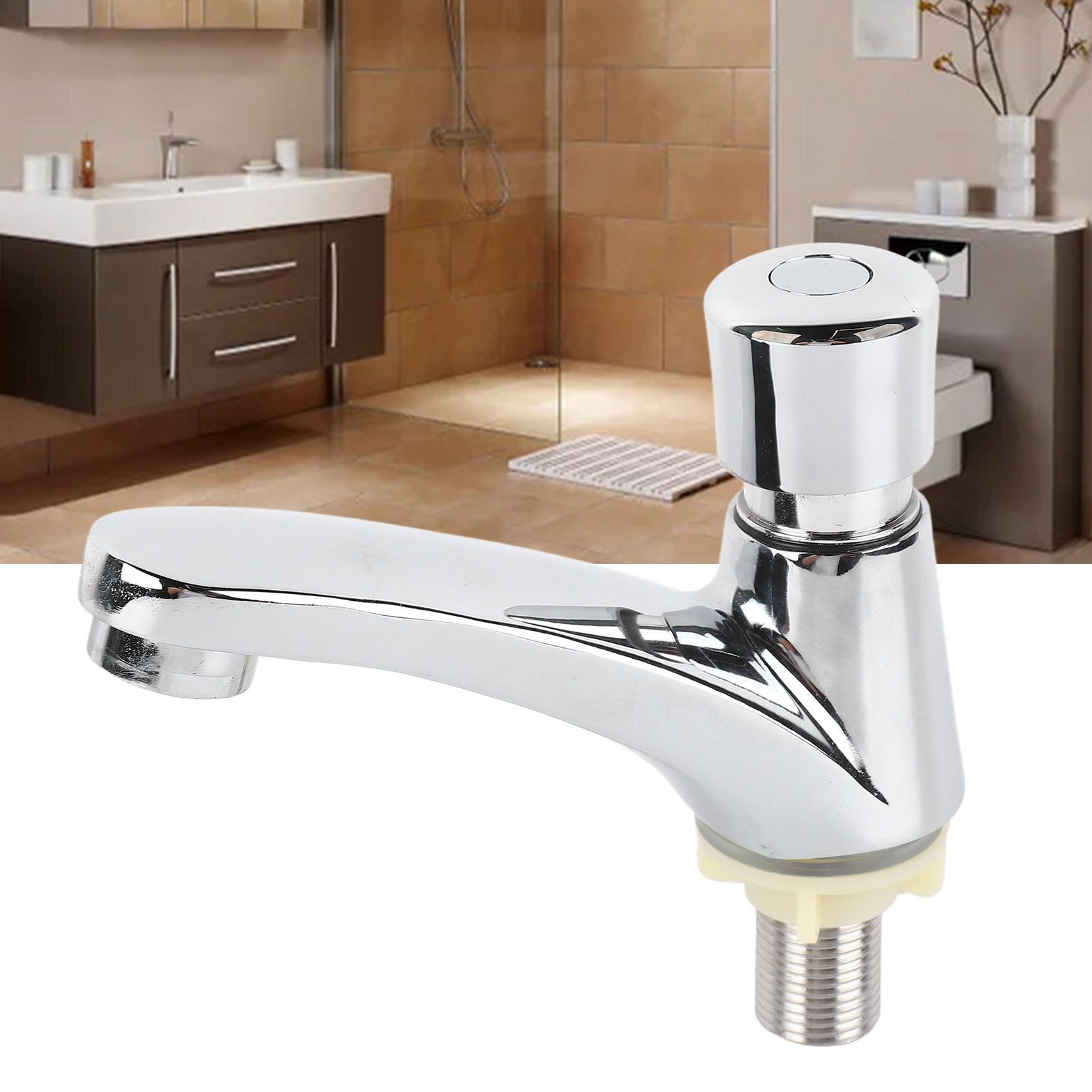 Time Delay Basin Sink Faucet Copper Alloy Push Switch Water Saving Tap for view 12