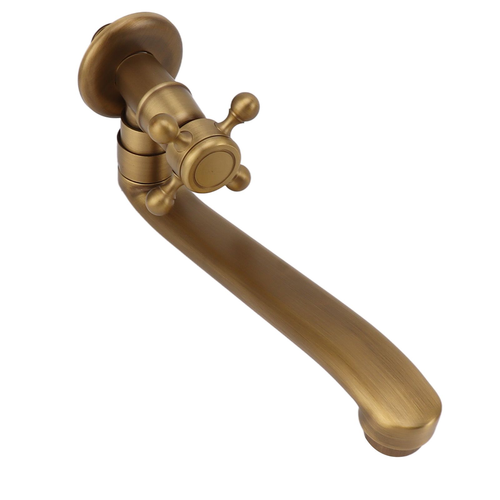 Antique Garden Faucet with Extended Spout Antifreezing Copper Wall Mount view 4