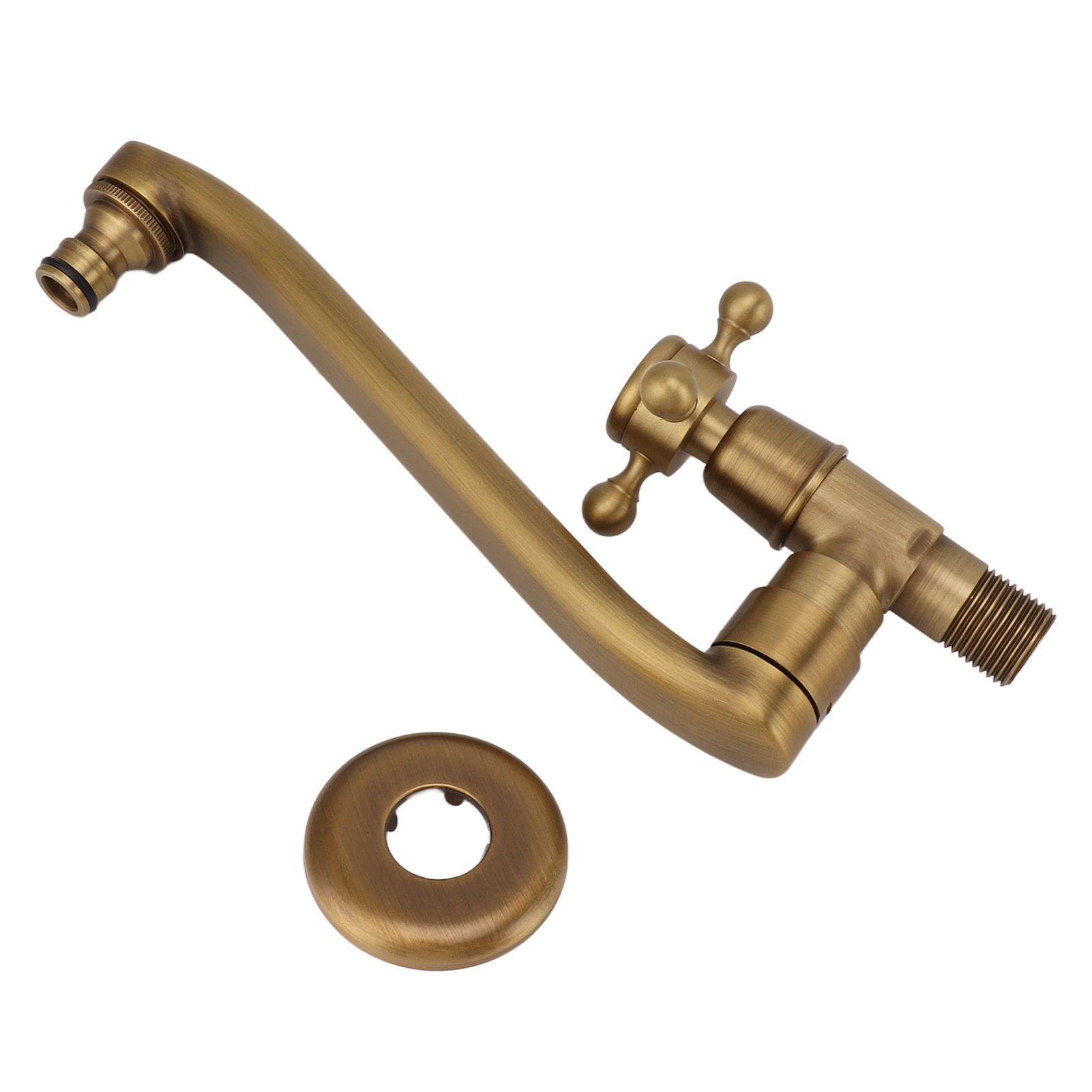 Antique Garden Faucet with Extended Spout Antifreezing Copper Wall Mount view 8