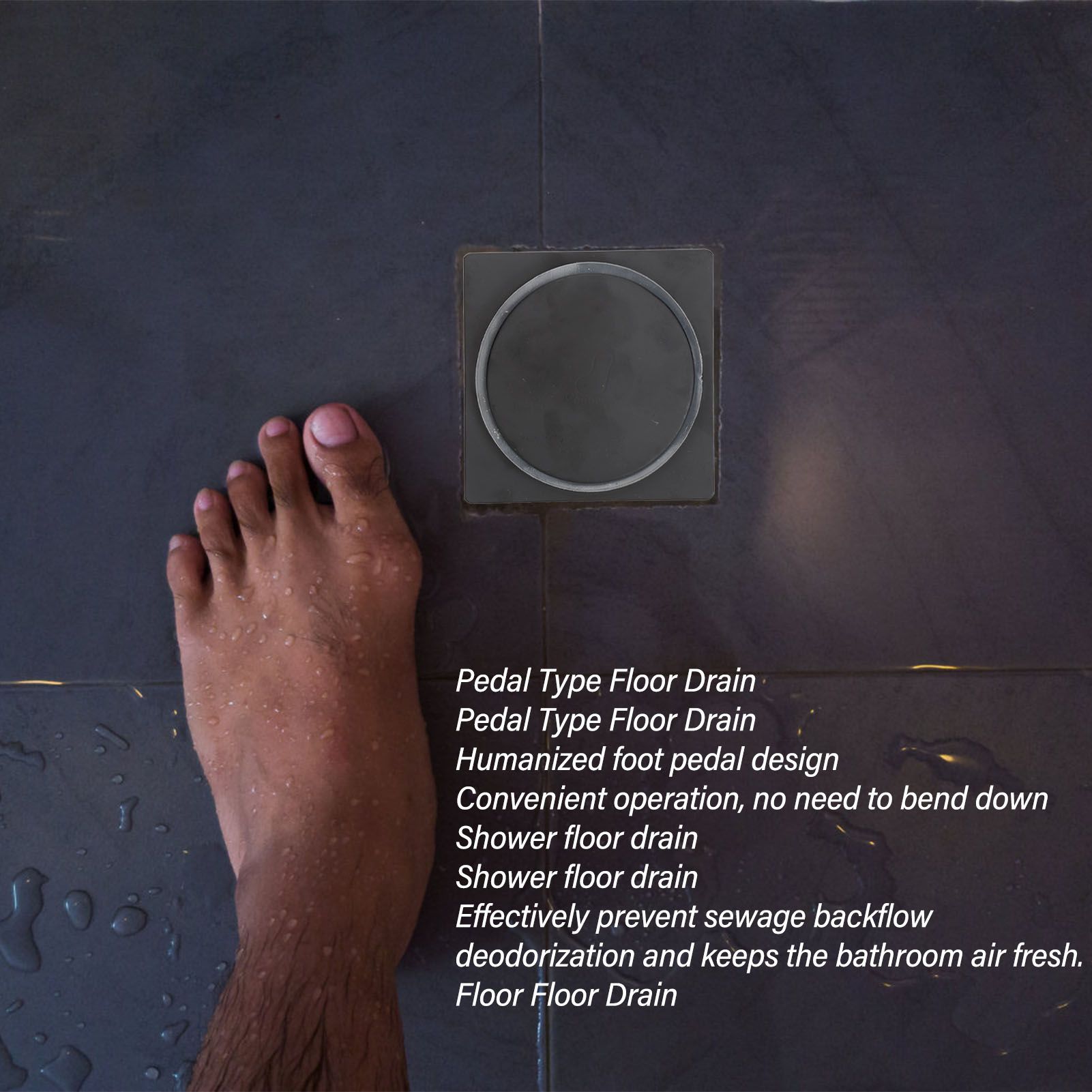 Stainless Steel Floor Drain Prevent Backflow Deodorization Pedal Type Floor view 15