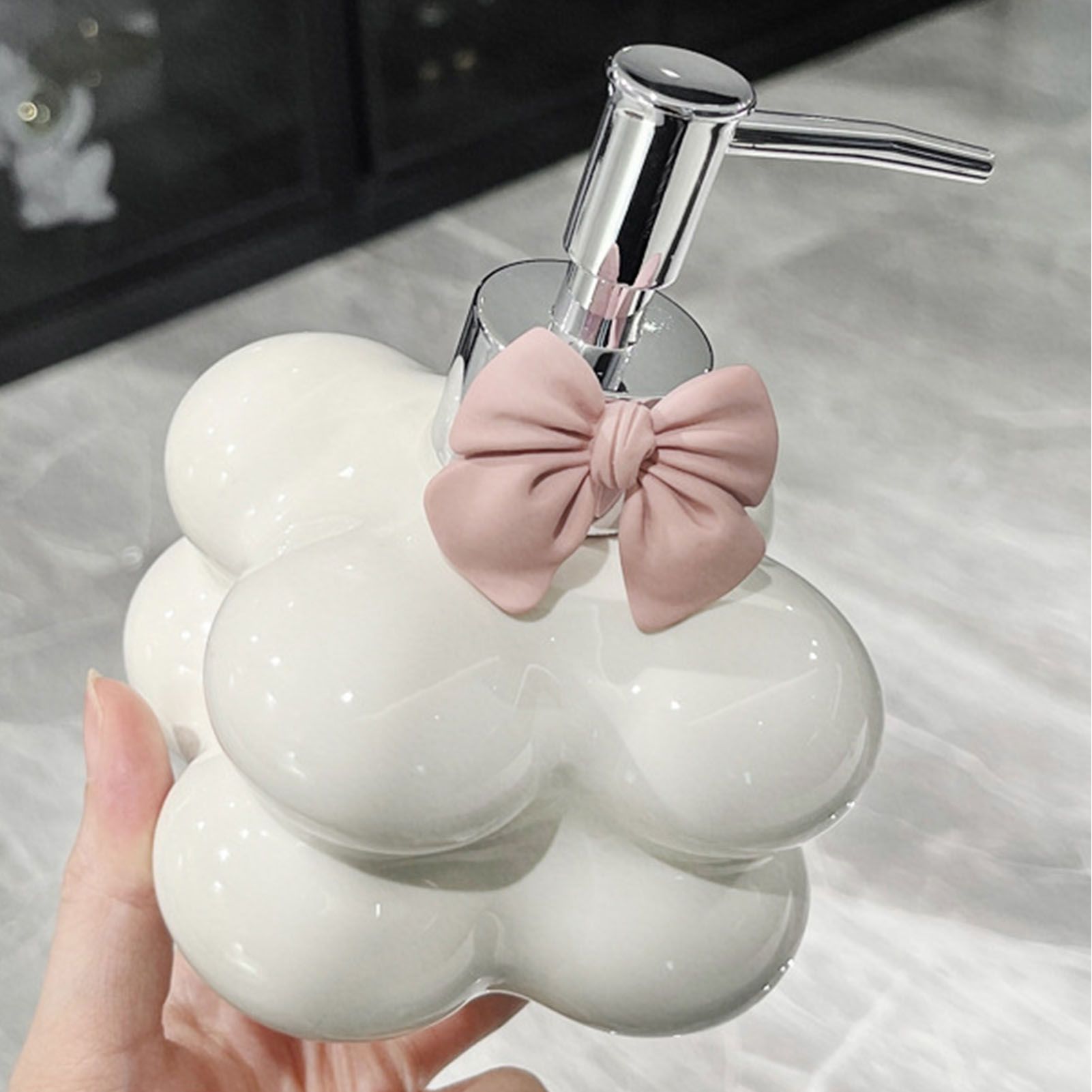 Cloud Press Pump Bottle Ceramic Reusable Decoration Refillable Cloud Shape view 6
