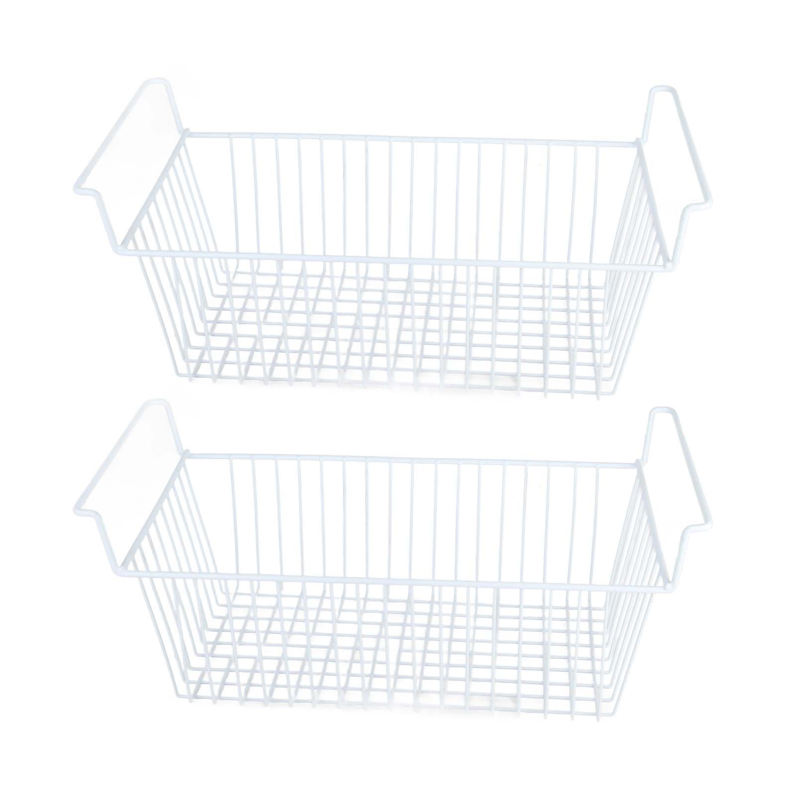 2Pcs Freezer Organizer Bins Steel Wire Large Capacity Strong Bearing Freezer
