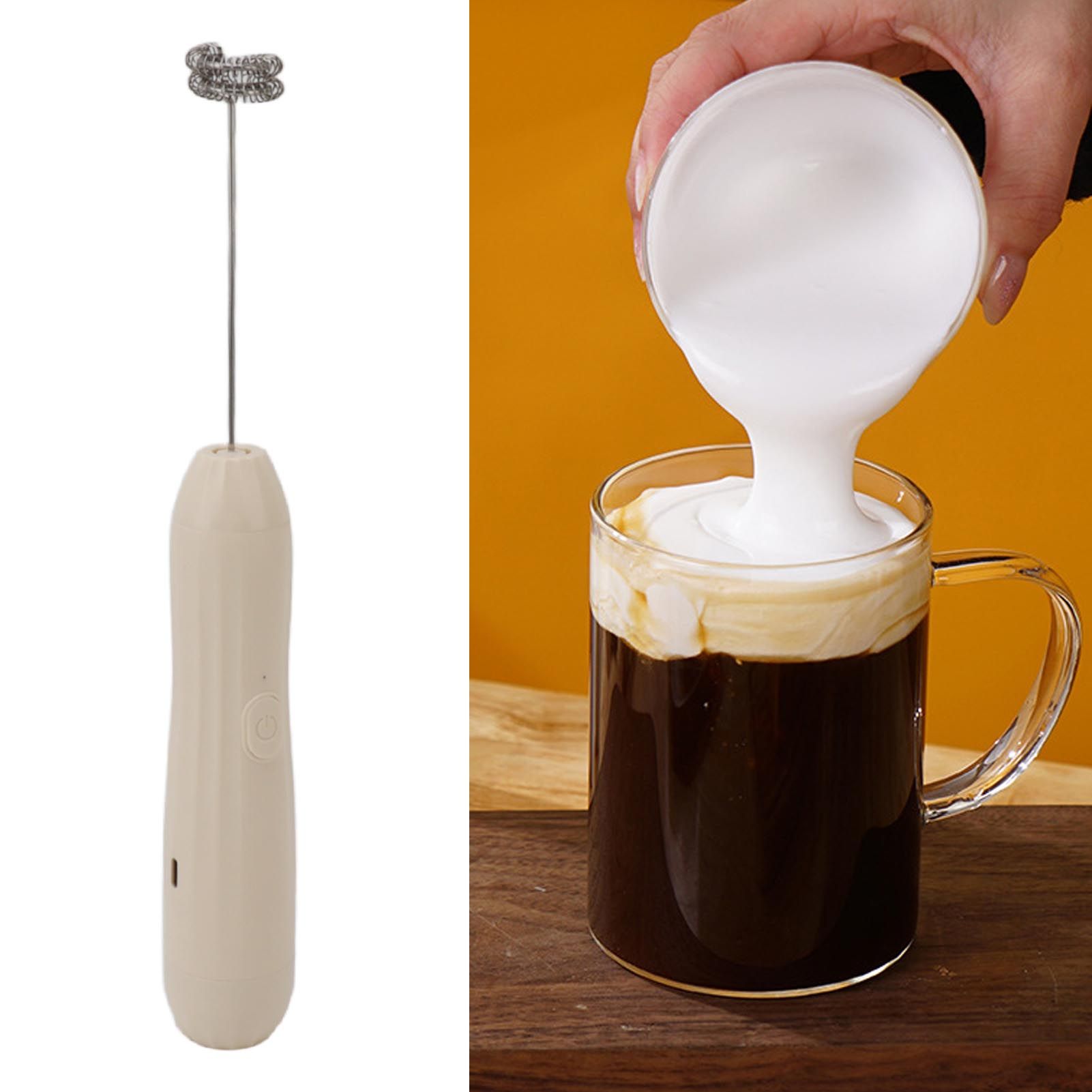 Milk Frother Khaki Rechargeable Coffee Frother Mixer for Coffee Latte Hot view 11