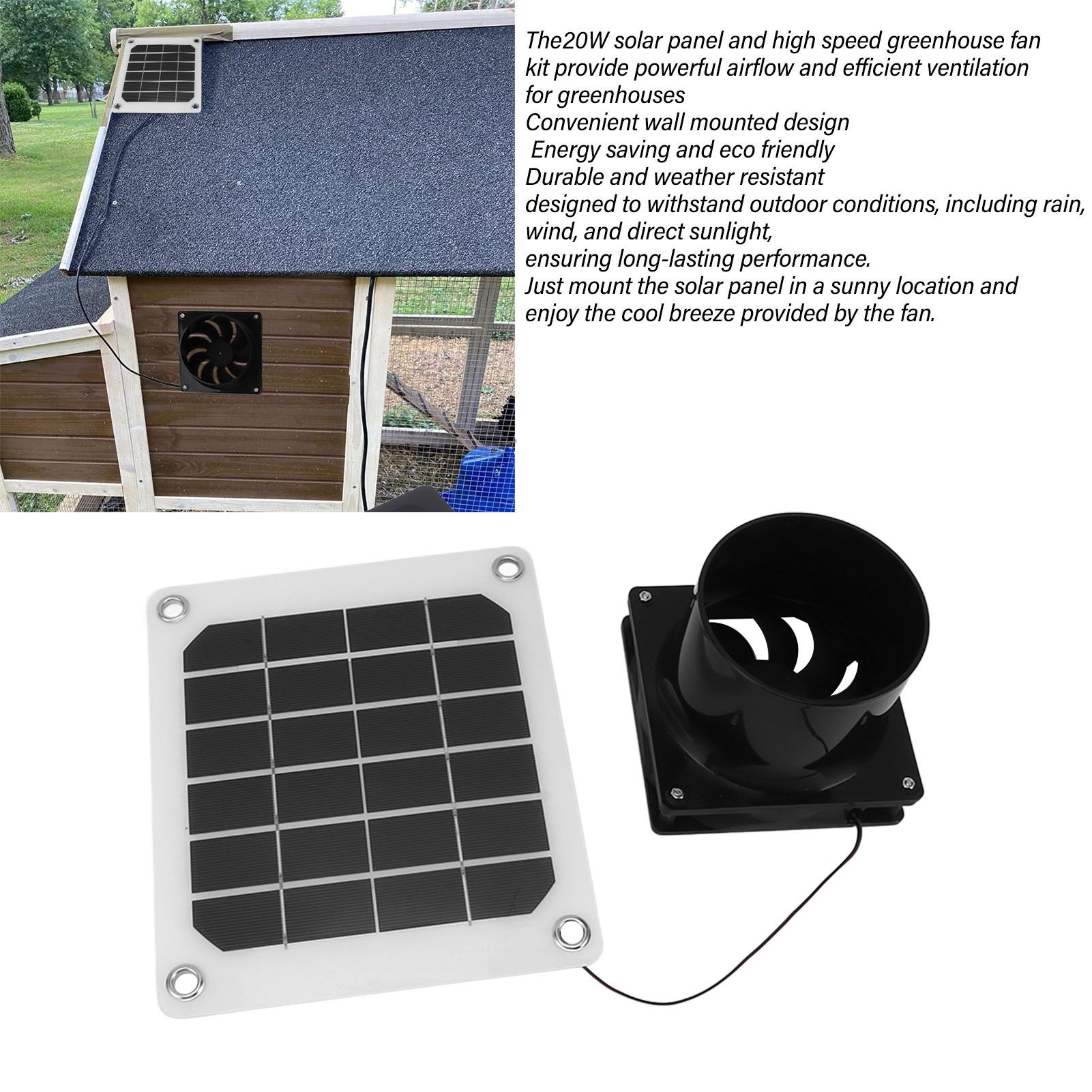 20W Solar Panel Exhaust Fan Kit with Protective Net 6 Inch Portable Solar view 13