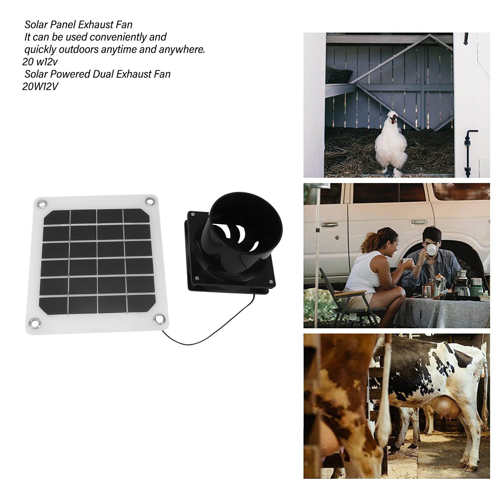 20W Solar Panel Exhaust Fan Kit with Protective Net 6 Inch Portable Solar view 14
