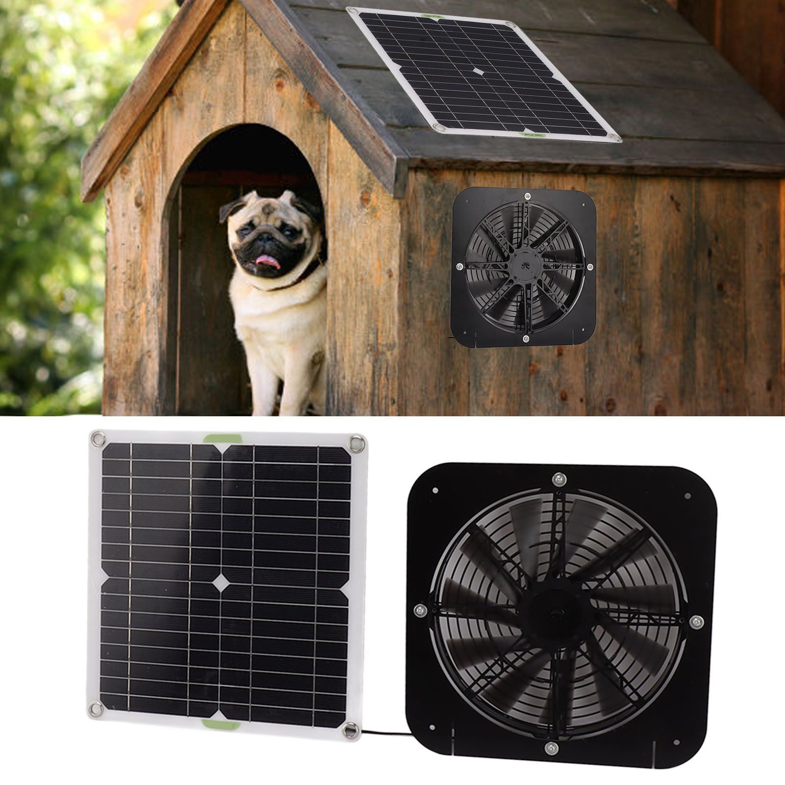 13.5 Inch Solar Powered Fan 100W Round Effective Cooling Solar Panel Fan Kit view 11