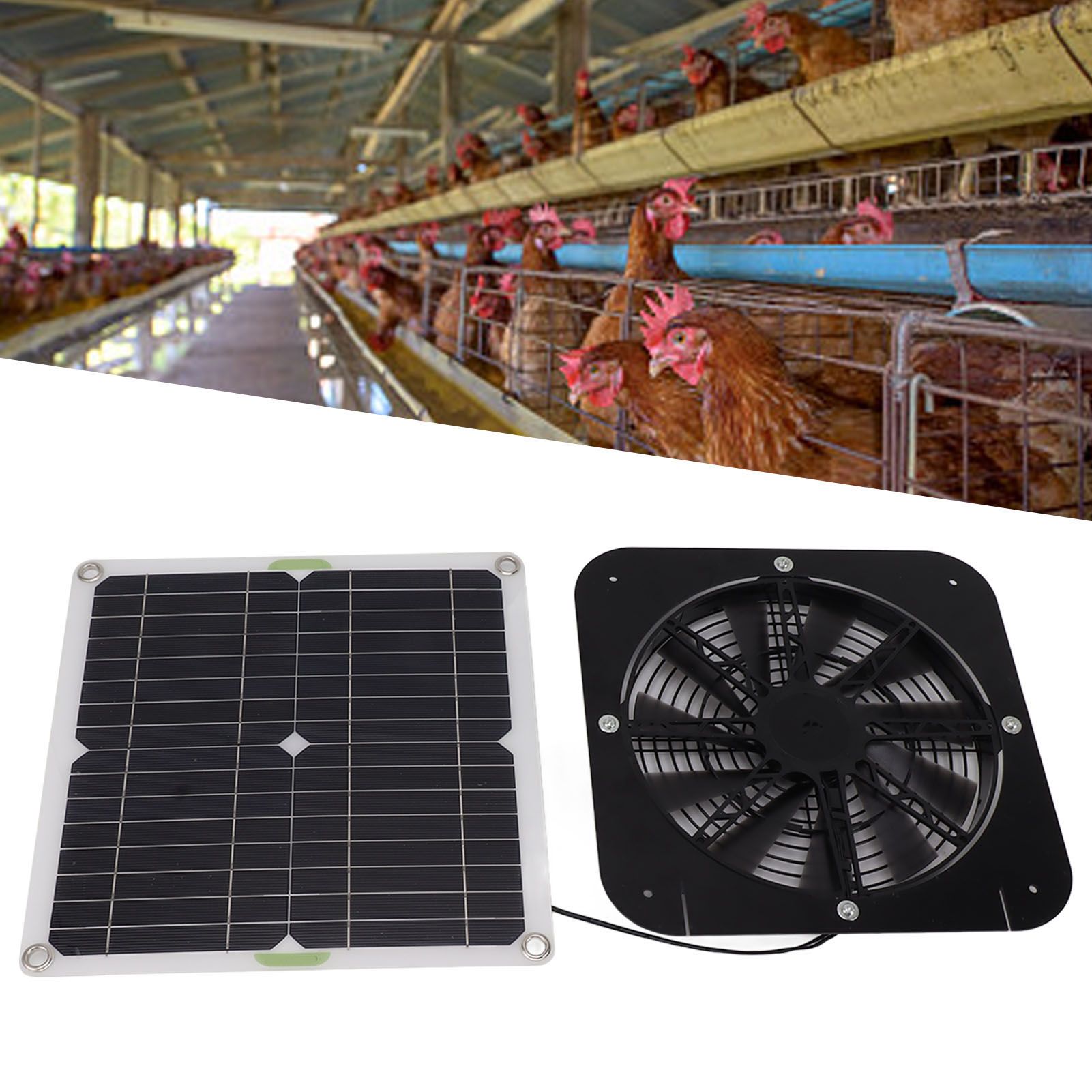 13.5 Inch Solar Powered Fan 100W Round Effective Cooling Solar Panel Fan Kit view 12