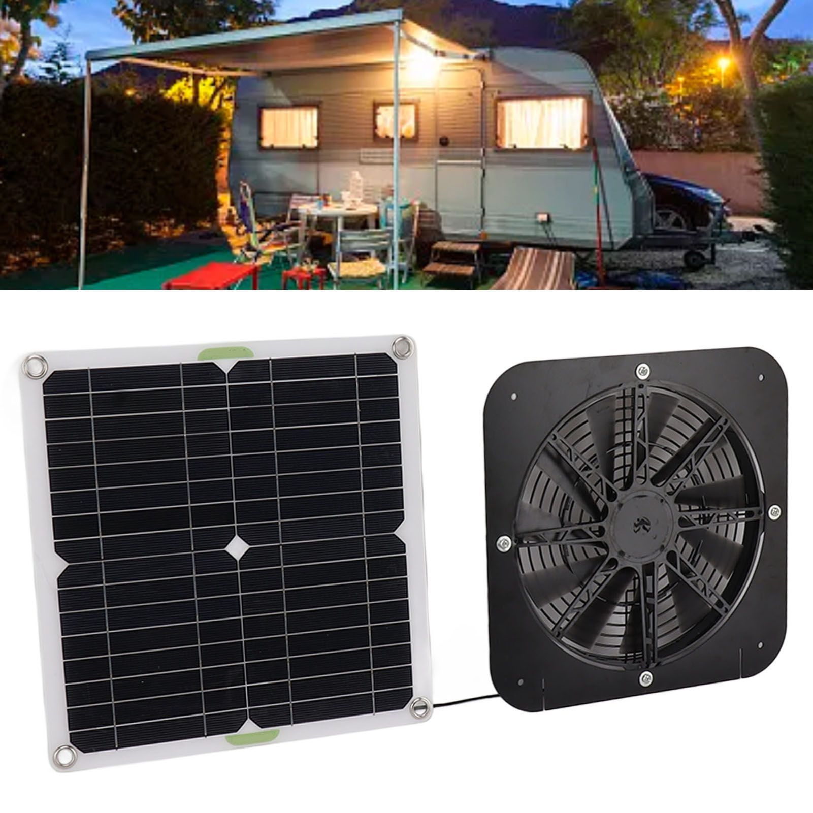 13.5 Inch Solar Powered Fan 100W Round Effective Cooling Solar Panel Fan Kit view 14