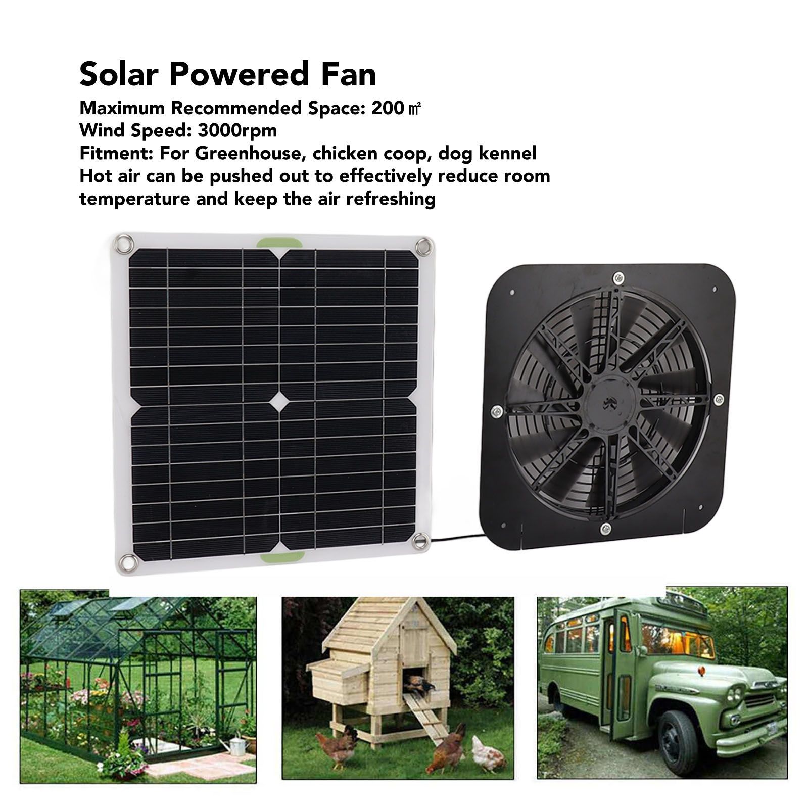 13.5 Inch Solar Powered Fan 100W Round Effective Cooling Solar Panel Fan Kit view 15