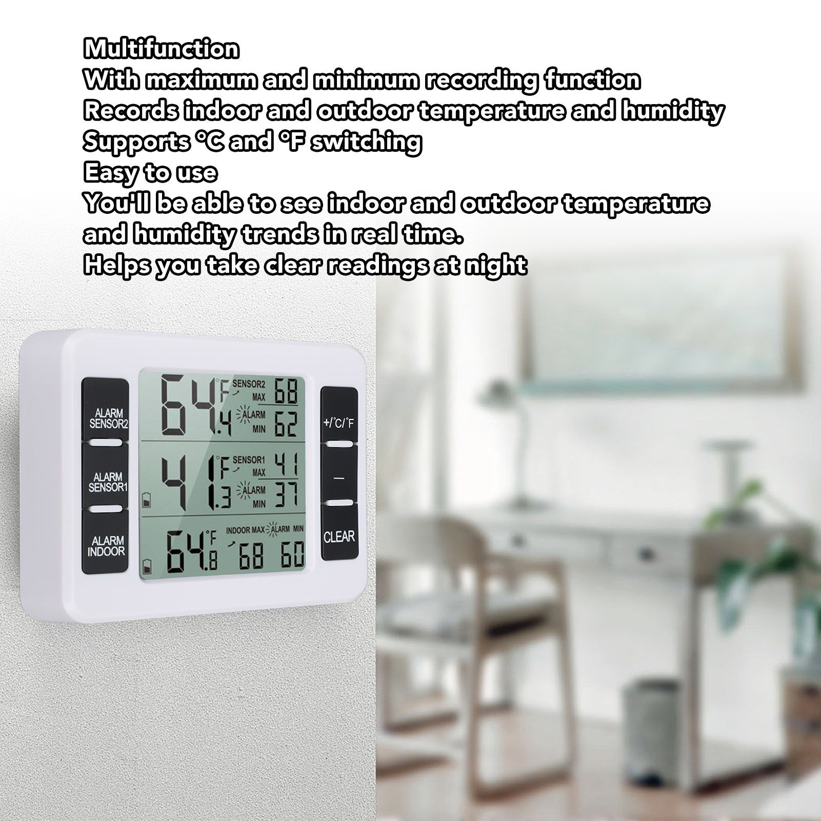 Indoor Outdoor Thermometer Digital Hygrometer Thermometer Wireless Temperature view 13