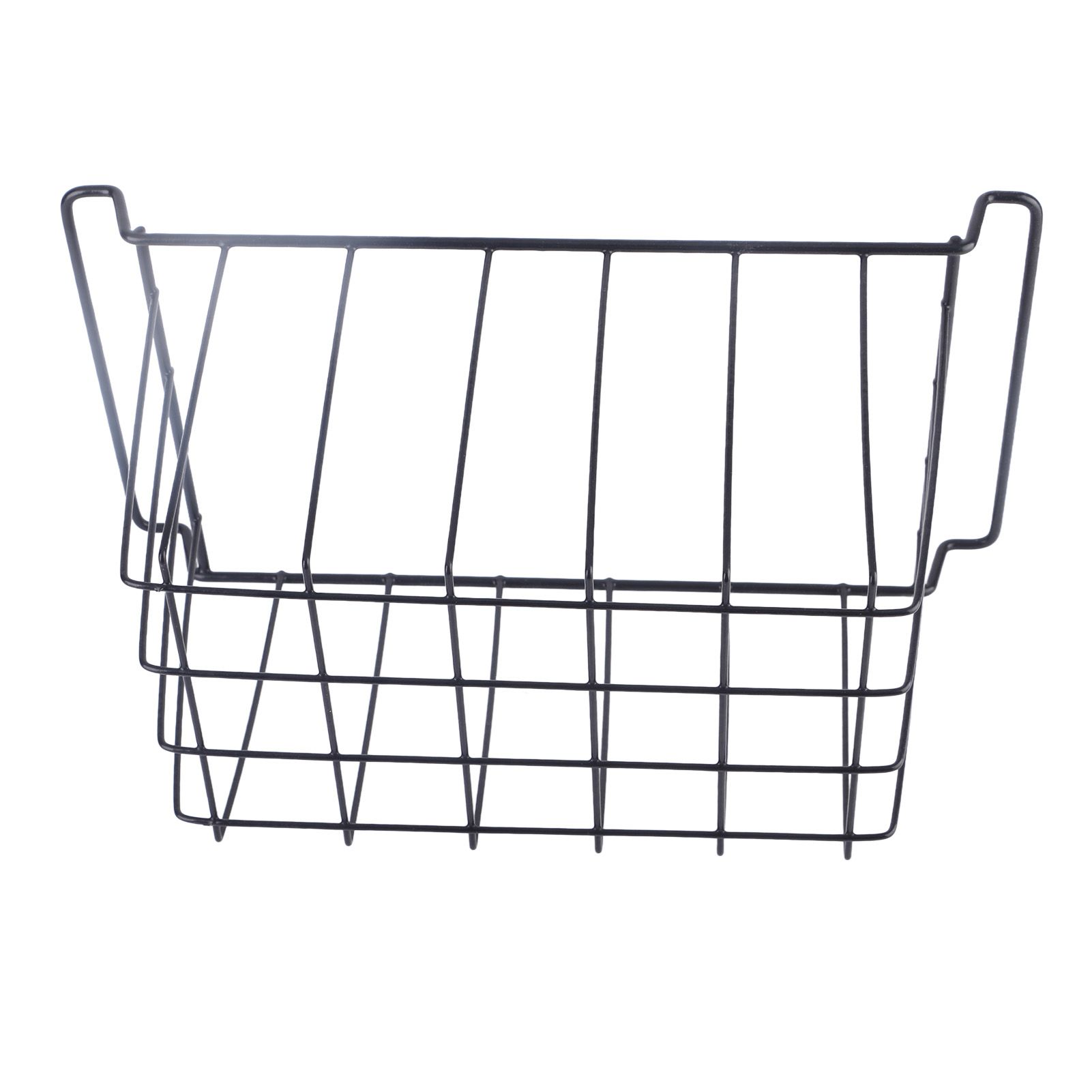 2 Pcs Freezer Wire Storage Basket PE Coated Hanging Rack Organizer Bin Black view 2