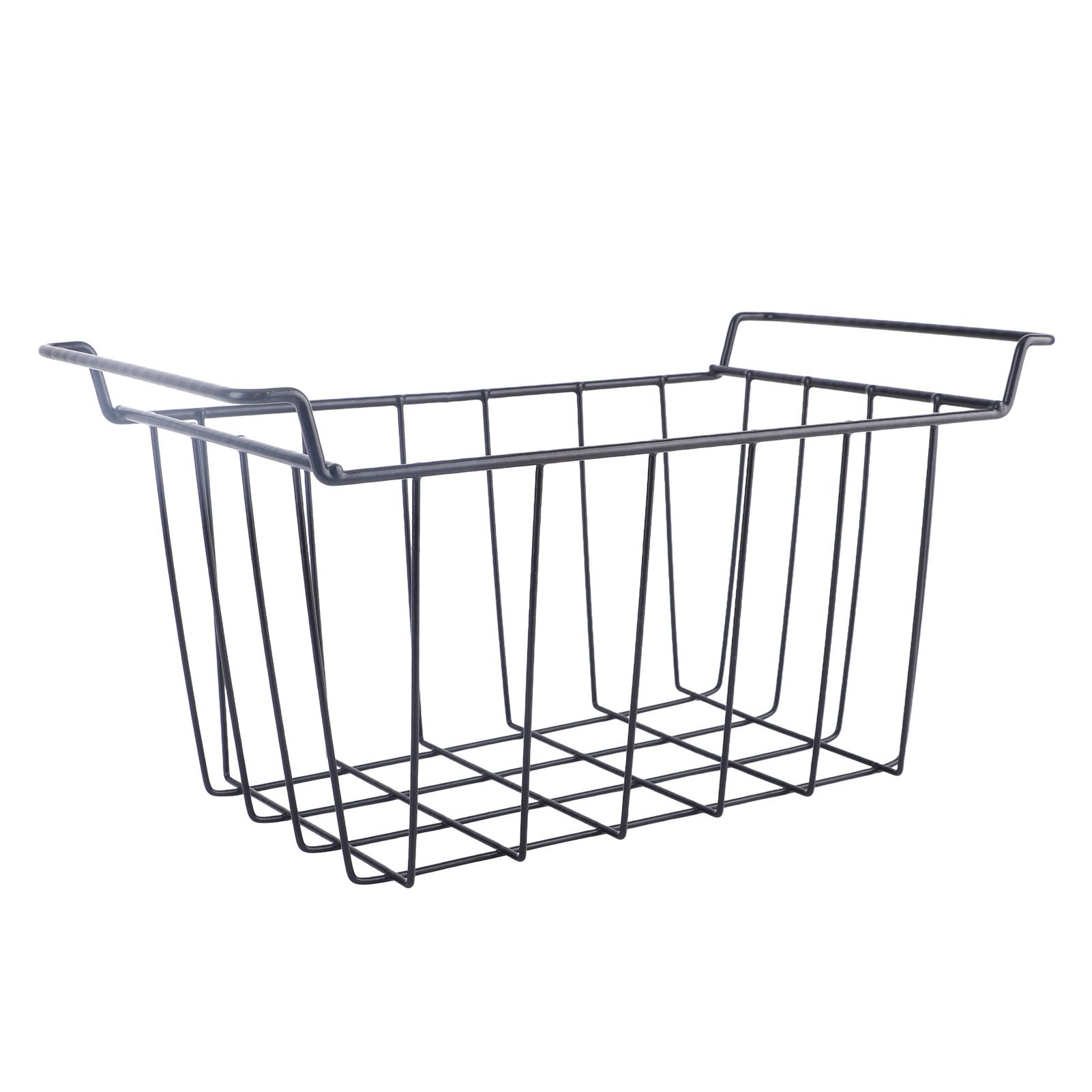 2 Pcs Freezer Wire Storage Basket PE Coated Hanging Rack Organizer Bin Black view 5